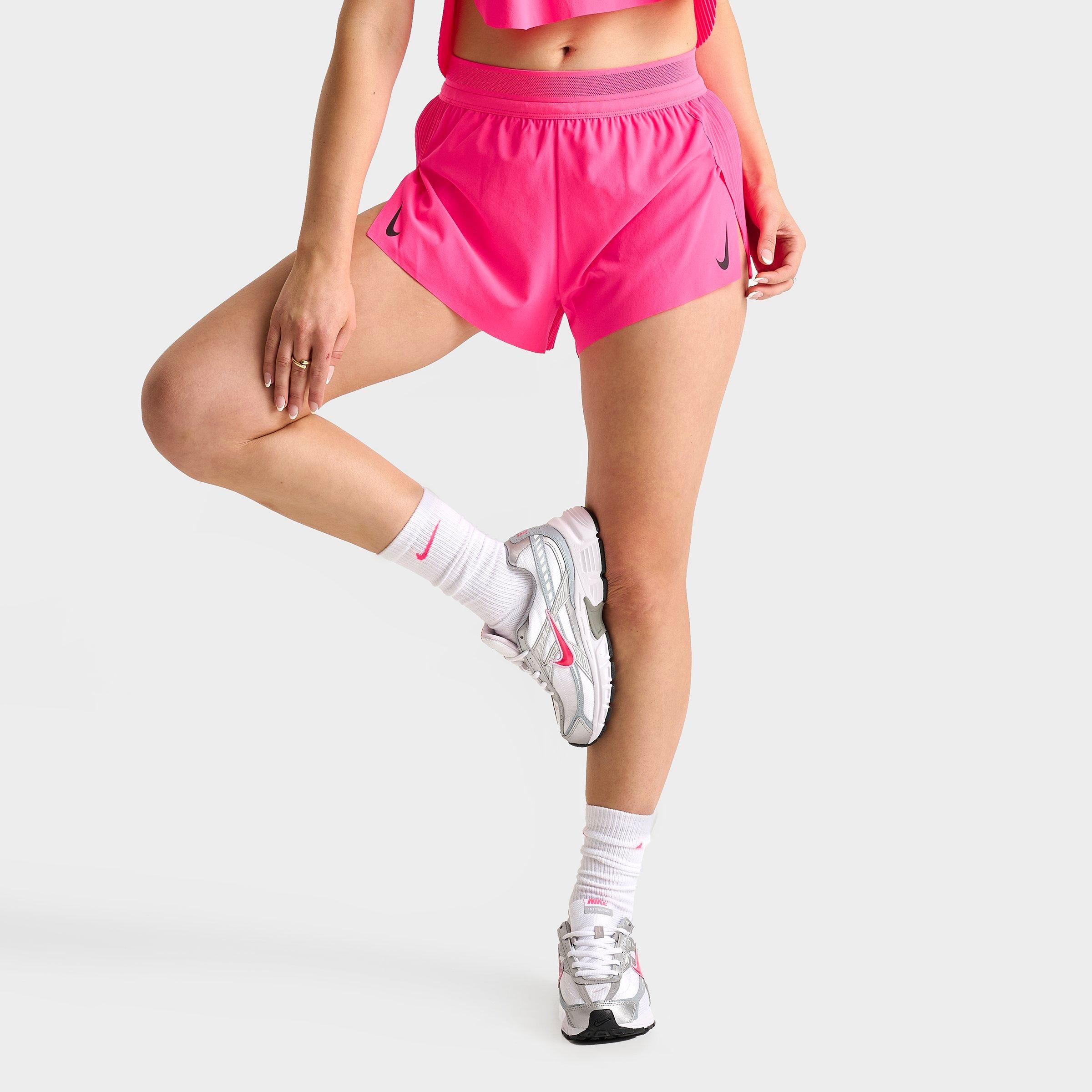 Nike Women's AeroSwift Dri-FIT ADV Mid-Rise 3 Inch Brief-Lined Shorts in Hyper Pink/Black Size: XS