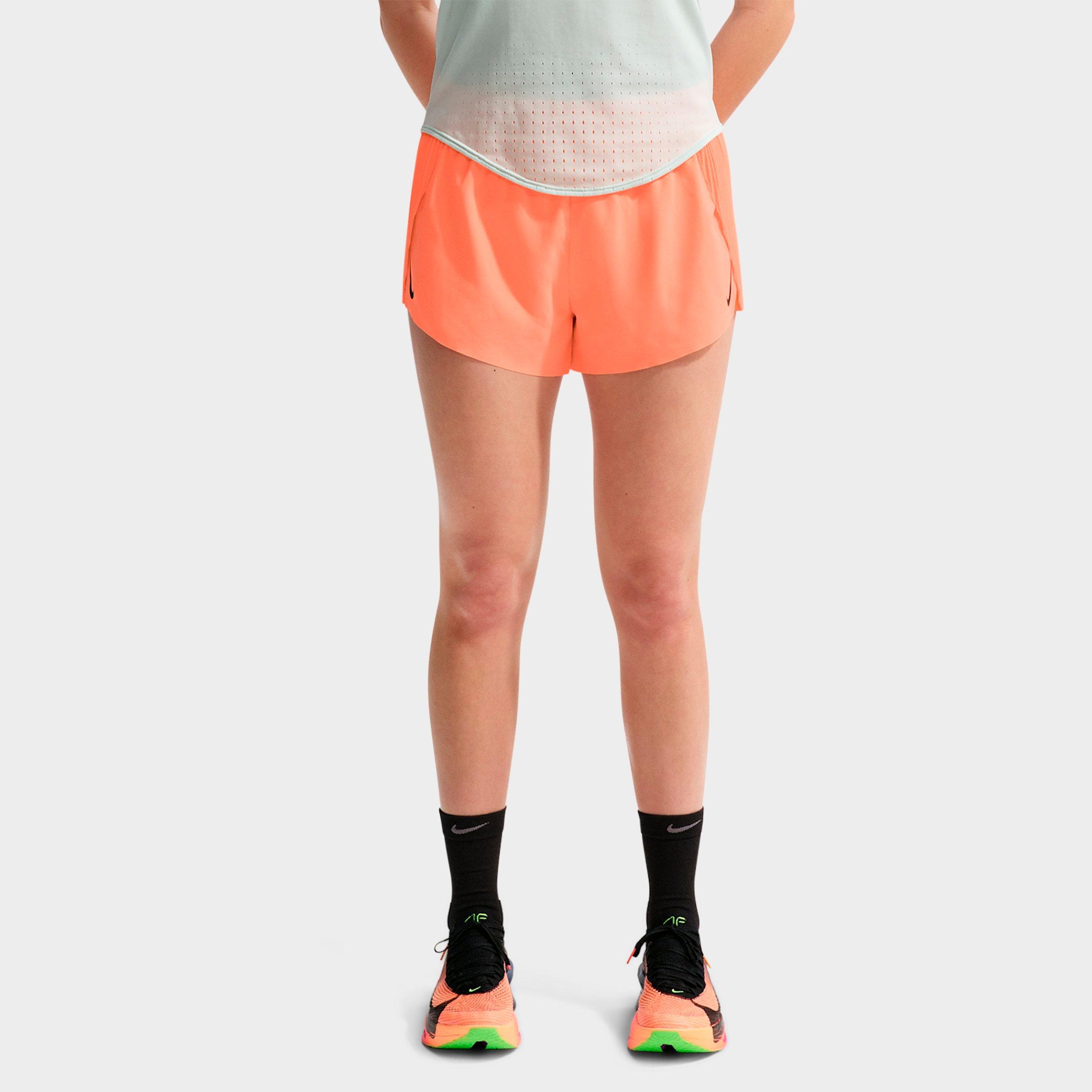Nike Women's AeroSwift Dri-FIT ADV Mid-Rise 3-Inch Brief-Lined Shorts in Orange Pulse/Black/White Size: Small