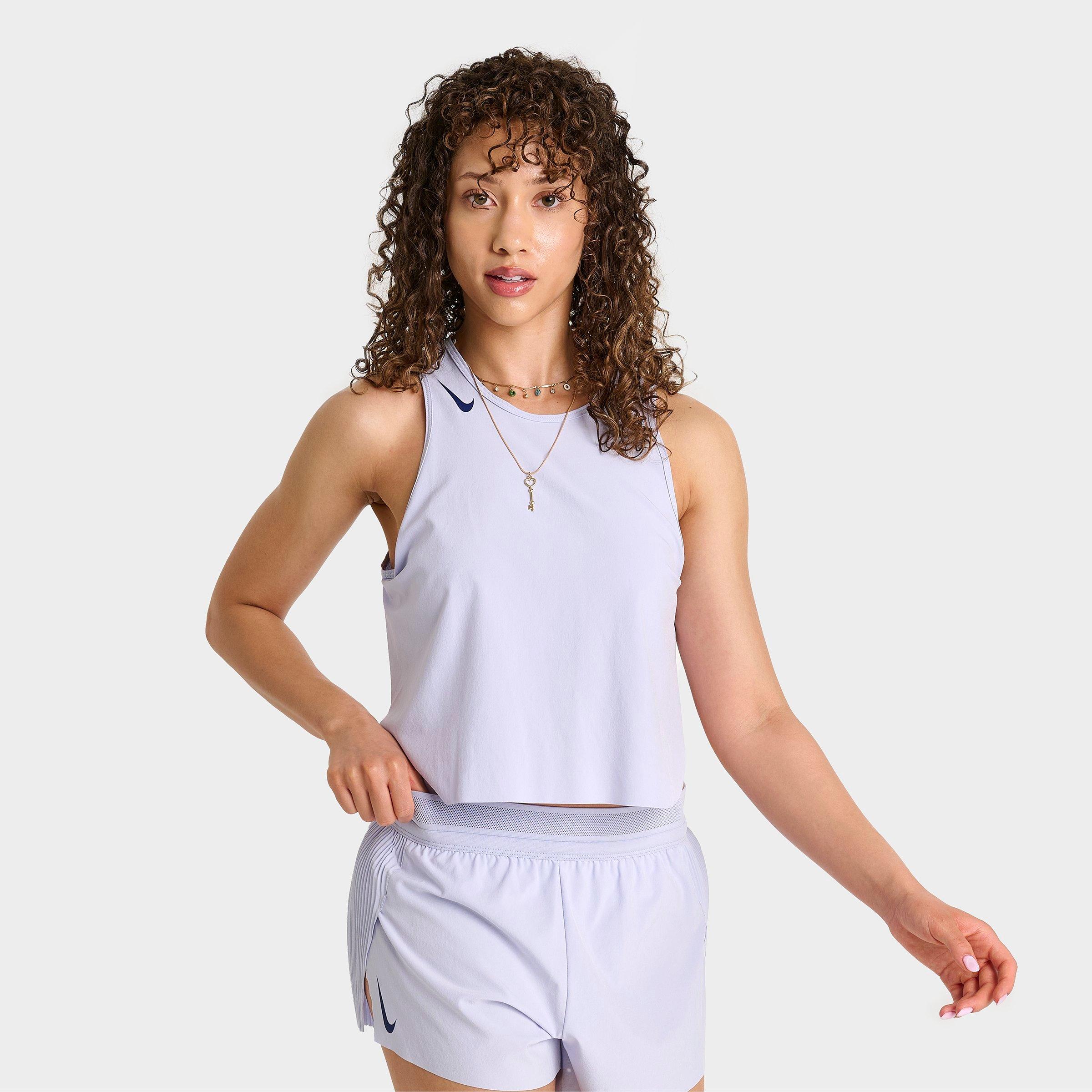 Nike Women's AeroSwift Dri-FIT ADV Crop Tank Top in Ghost/Blue Void Size: XS