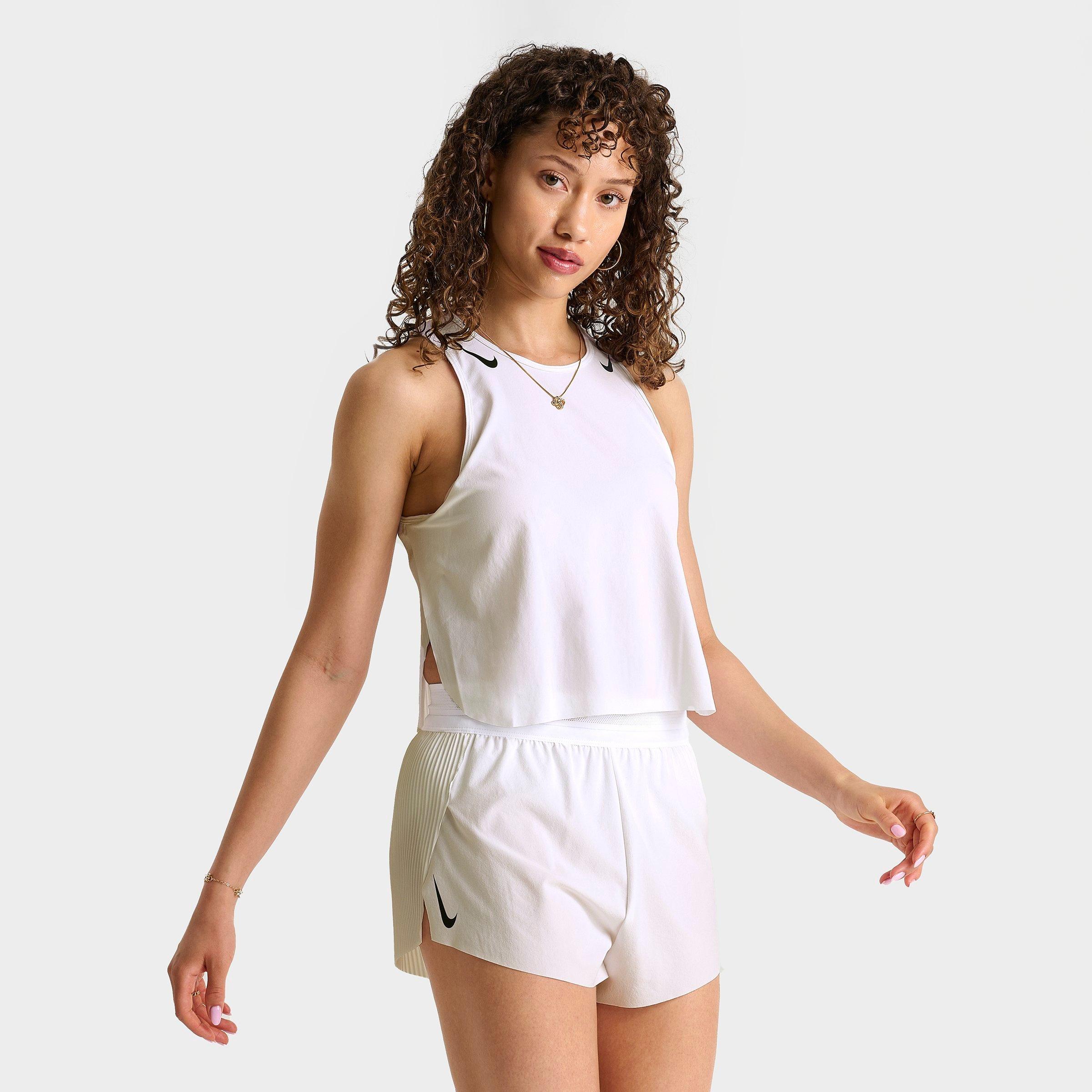 Nike Women's AeroSwift Dri-FIT ADV Crop Tank Top in White/Black Size: XS