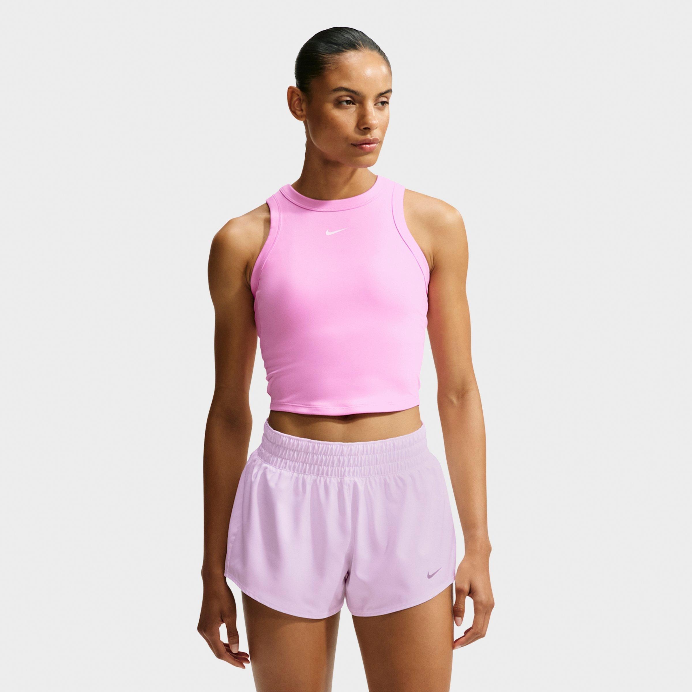 Nike Women's One Dri-FIT Cropped Tank Top in Pink Rise/White Size: Small