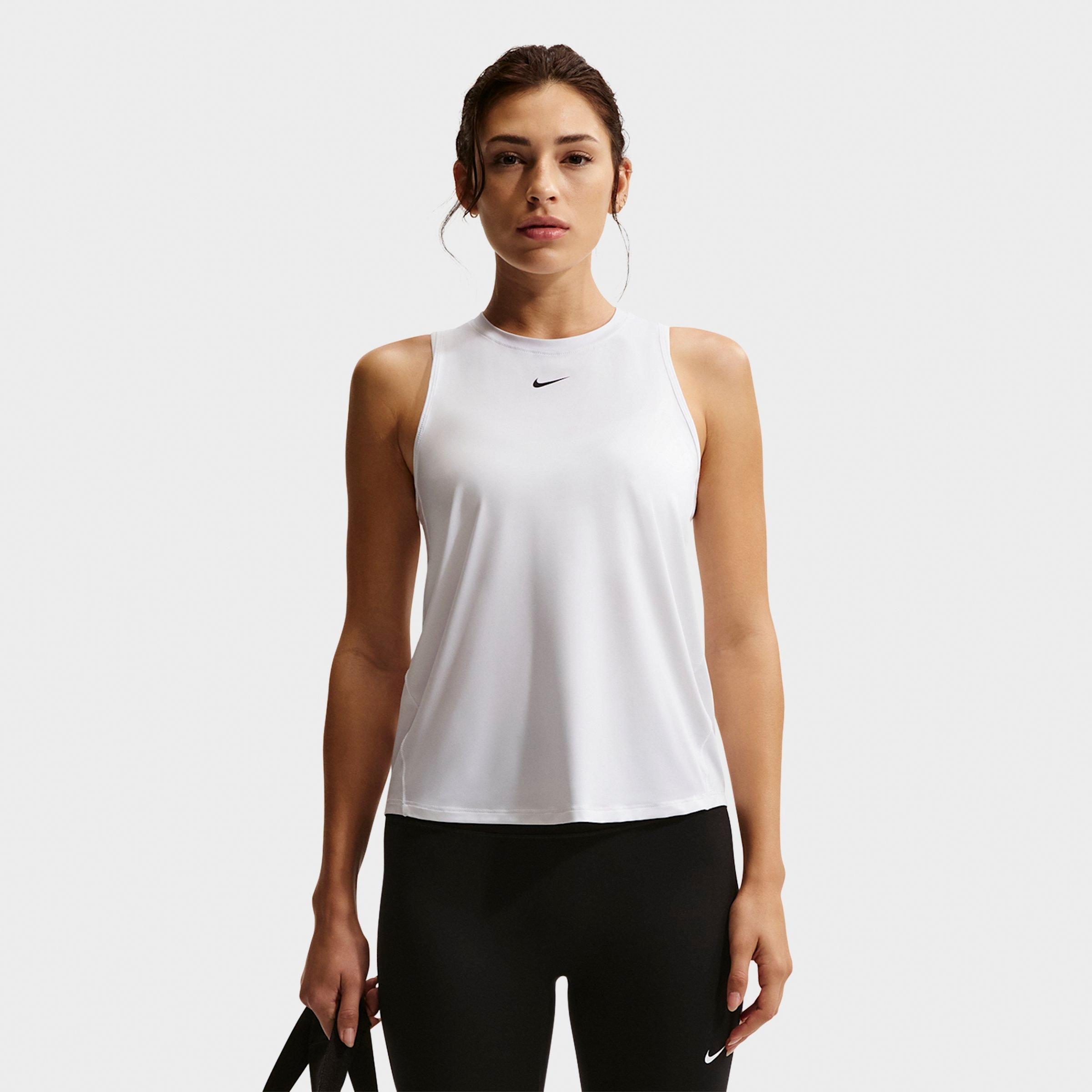 Nike Women's One Classic Dri-FIT Cropped Tank Top in White/Black Size: Large