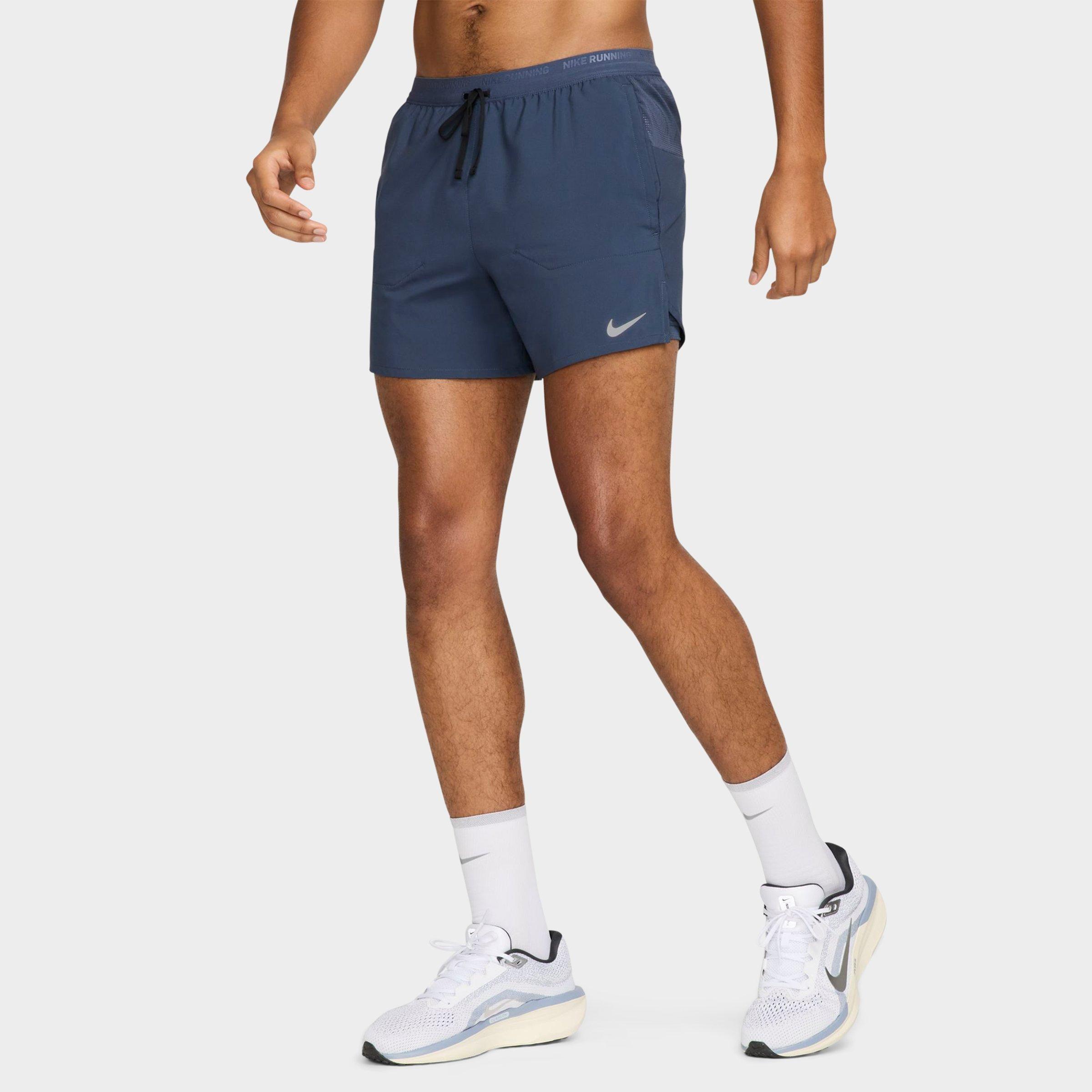 Nike Men's Dri-FIT Stride 2-in-1 5" Running Shorts in THUNBL/THUNBL/BLACK Size: Small