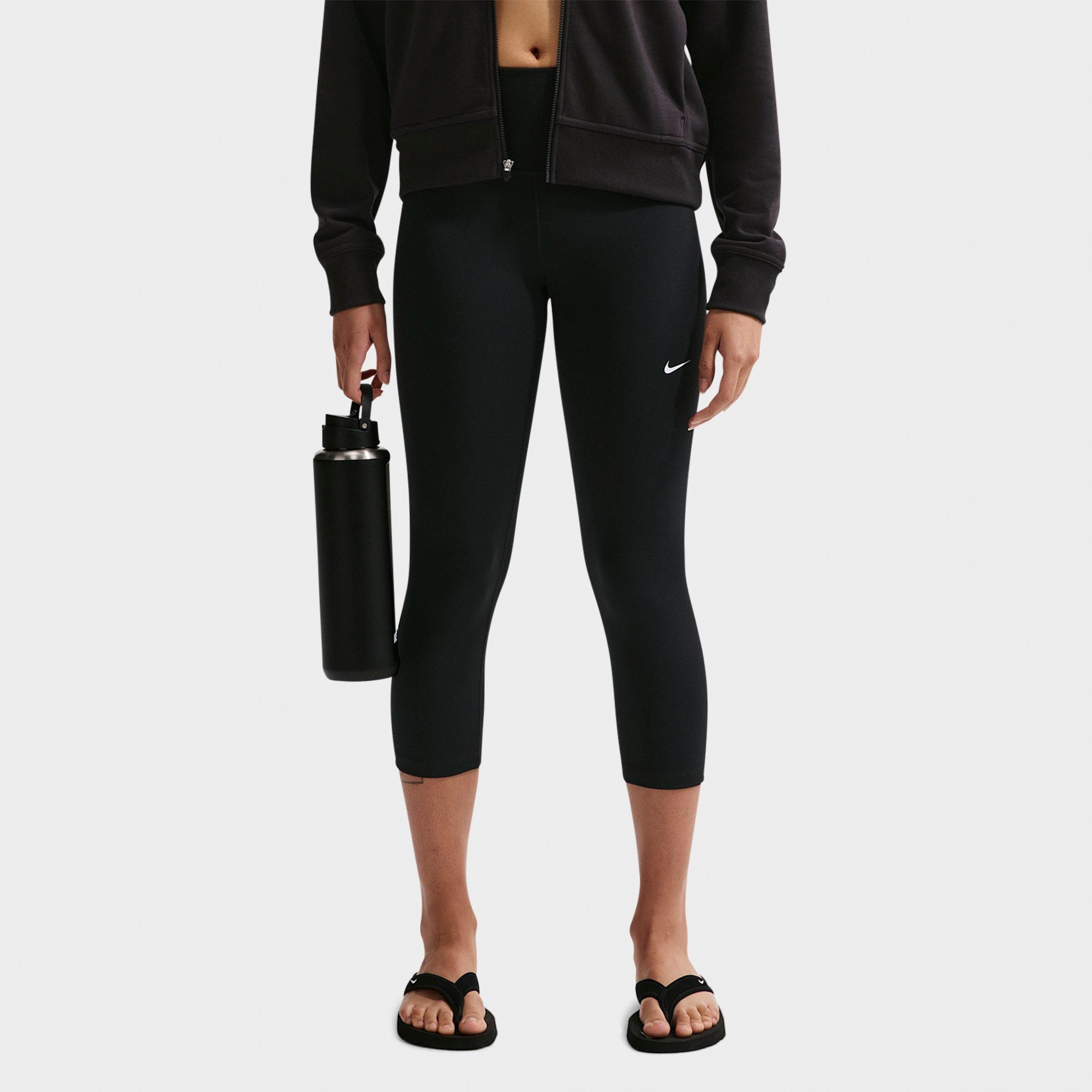 Nike Womens One Dri-FIT High-Waisted Crop Leggings in Black/White Size: Small