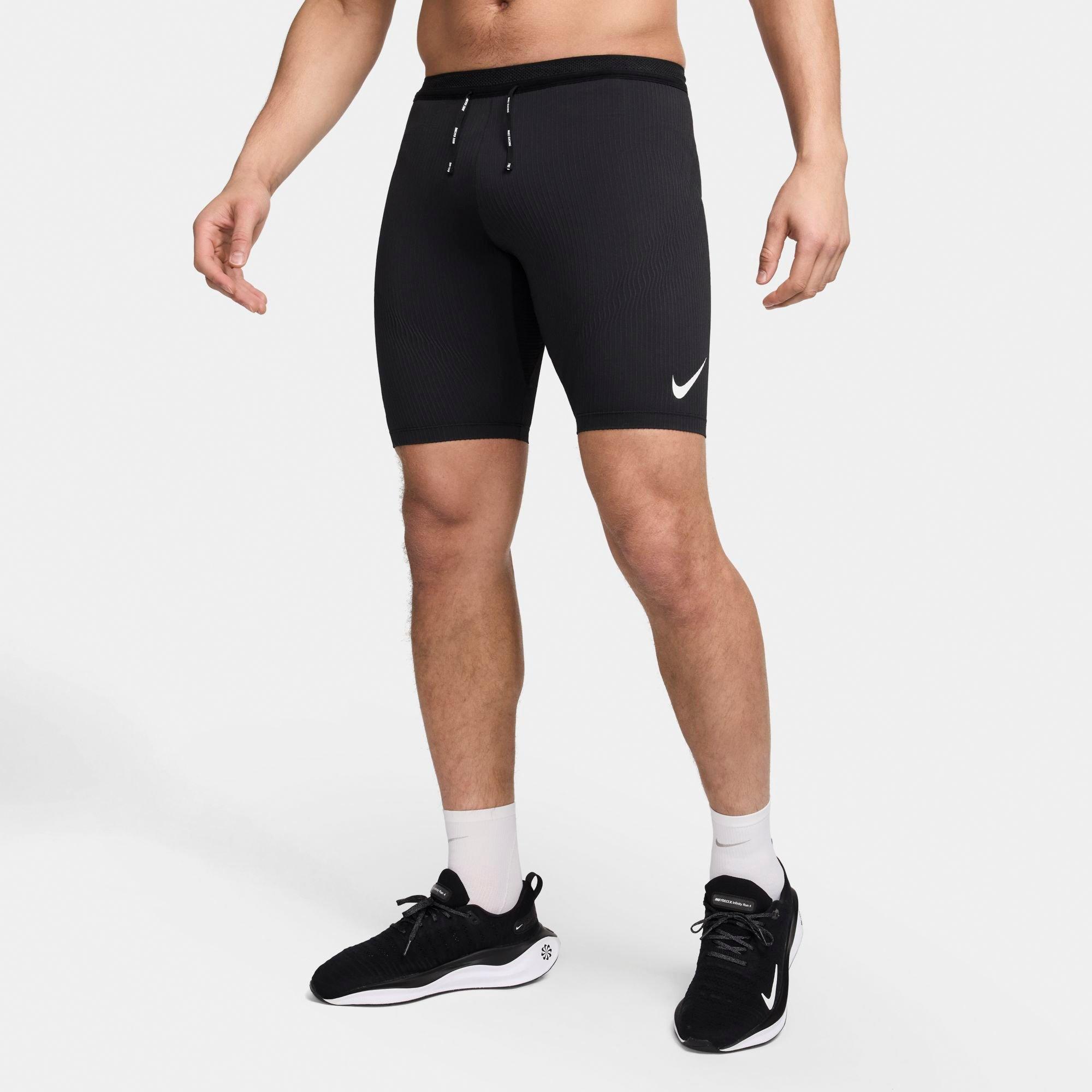 Nike Men's AeroSwift Dri-FIT ADV Half-Length Running Tights in BLACK/SUMMIT WHITE Size: Small
