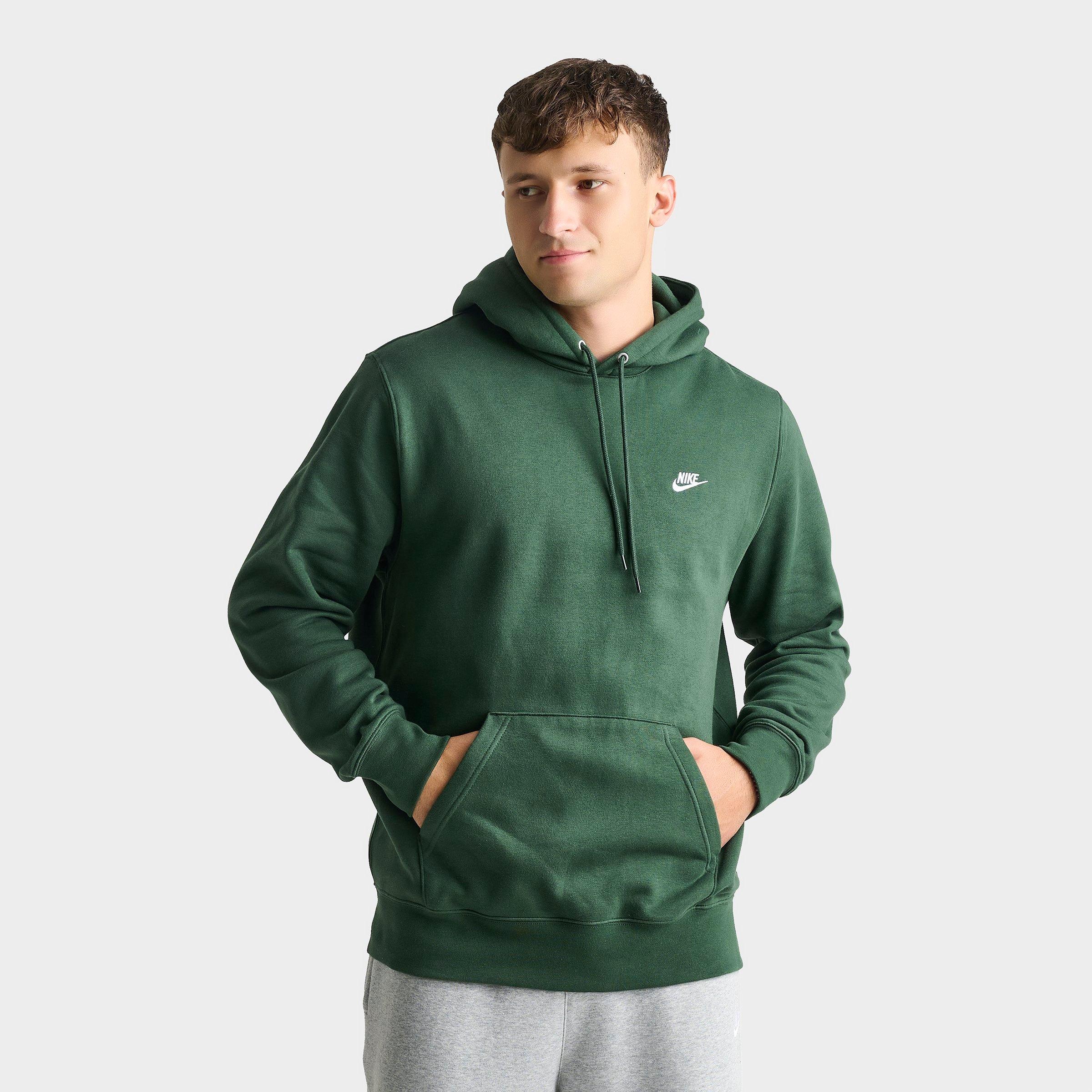 Nike Men's Club Fleece Premium Embroidered Pullover Hoodie in Fir/Fir/White Size: 2XL