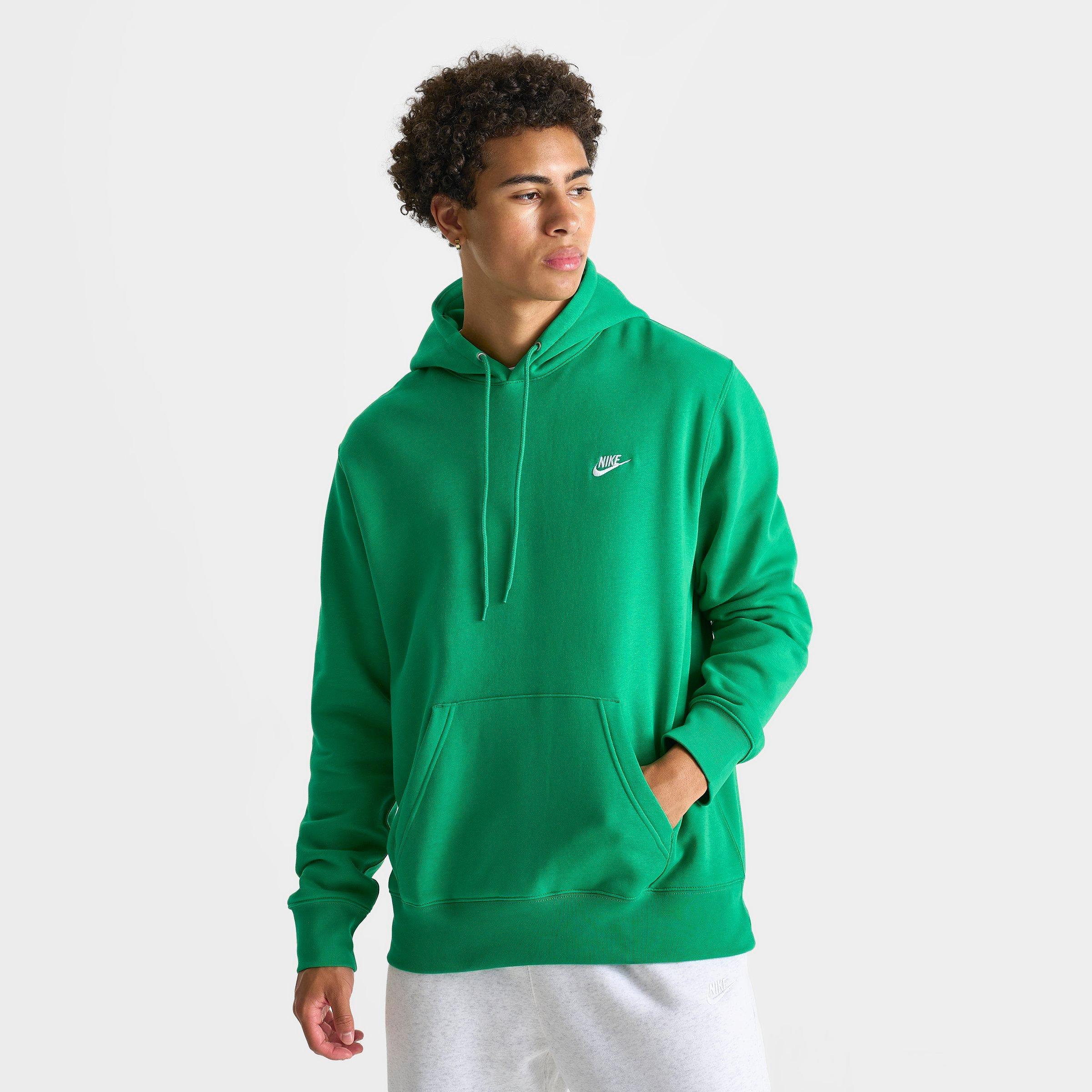Nike Men's Club Fleece Premium Embroidered Pullover Hoodie in Stadium Green/Stadium Green/White Size: XS