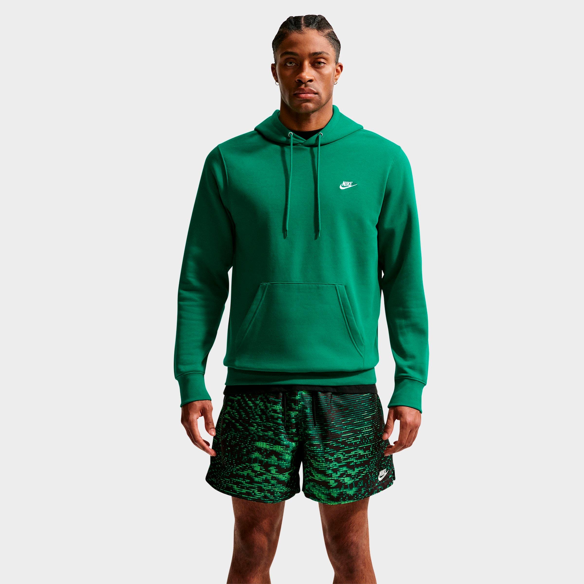 Nike Men's Club Fleece Premium Embroidered Pullover Hoodie in Malachite/Malachite/White Size: Large