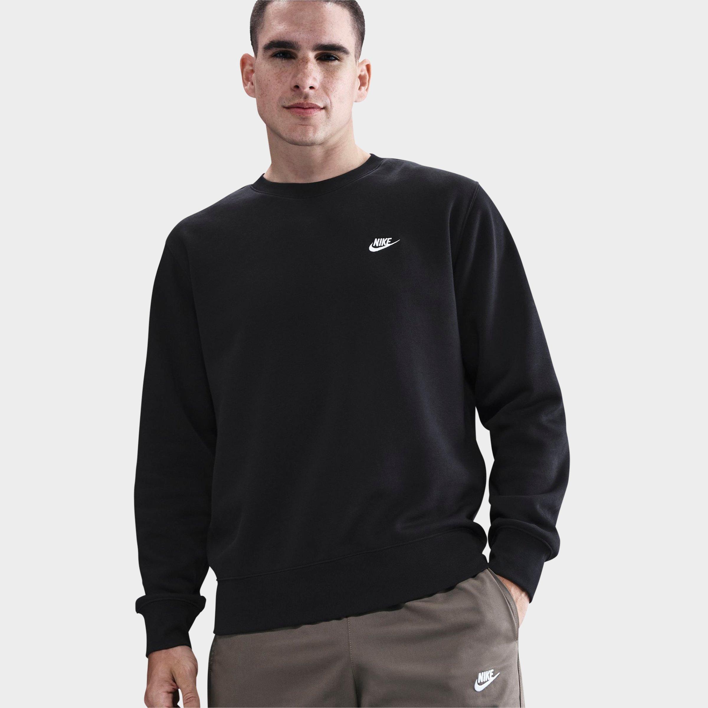 Nike Men's Club Fleece Premium Crewneck Sweatshirt in BLACK/WHITE Size: Small