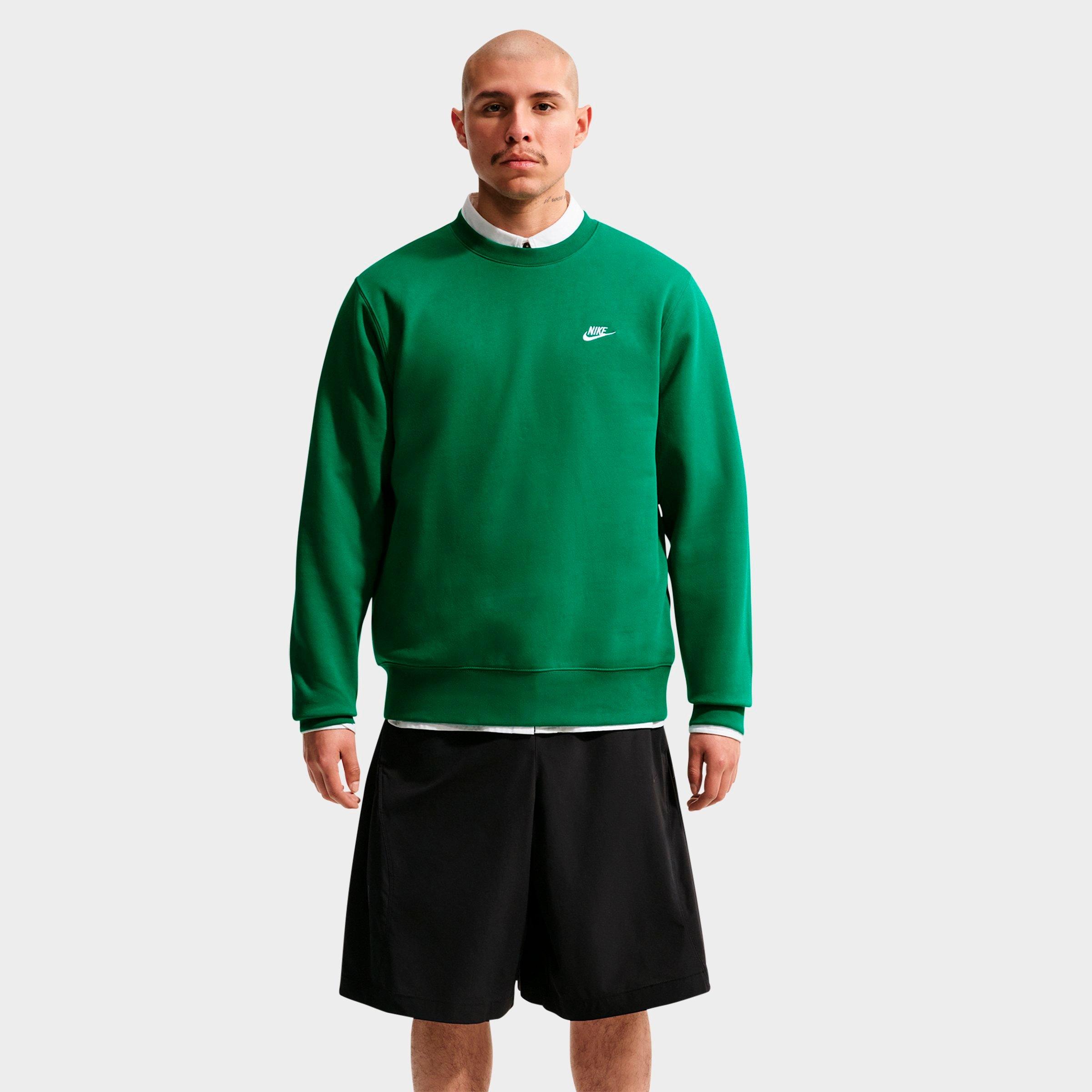 Nike Men's Club Fleece Premium Crewneck Sweatshirt in Malachite/White Size: Medium