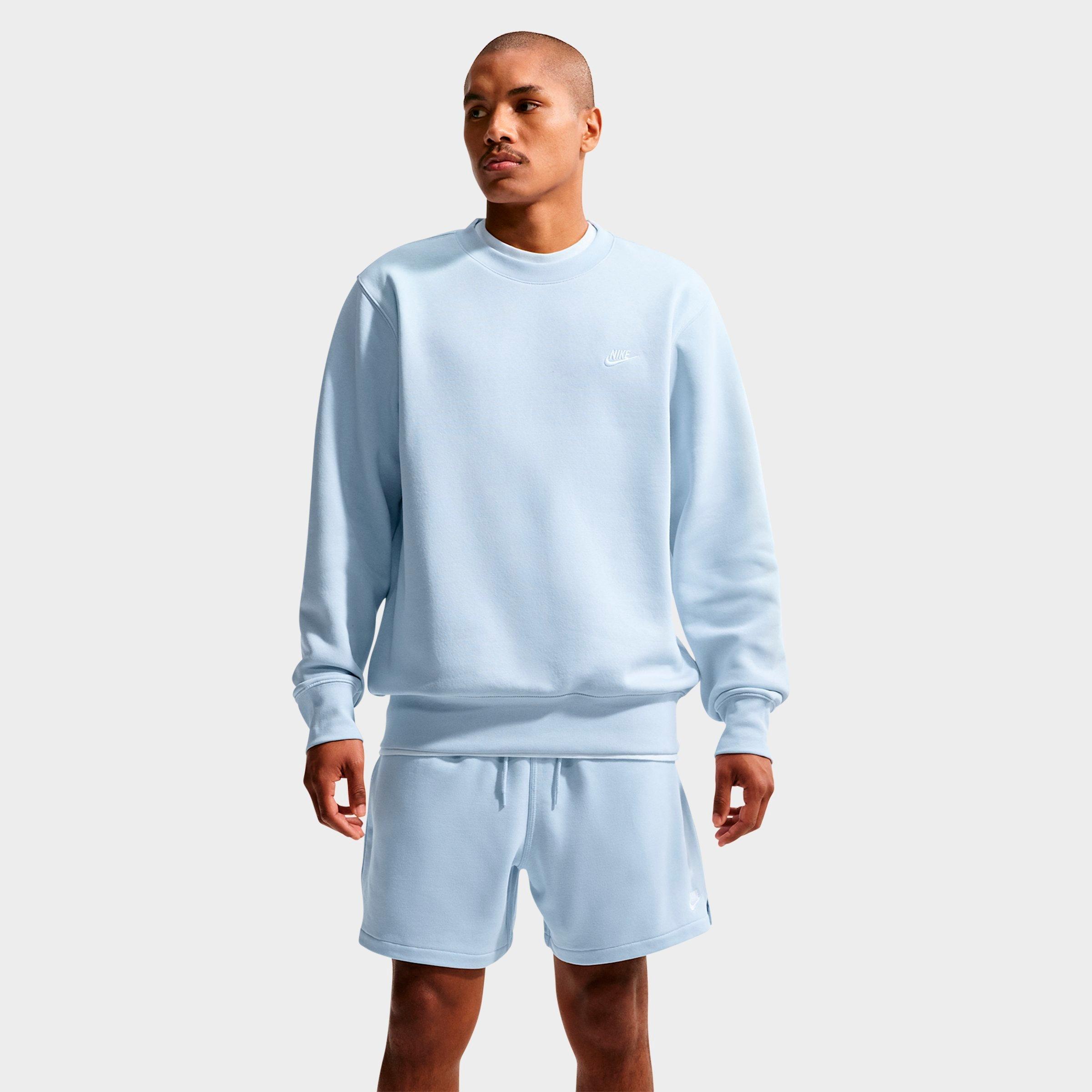 Nike Men's Club Fleece Premium Crewneck Sweatshirt in Hydrogen Blue/White Size: Medium