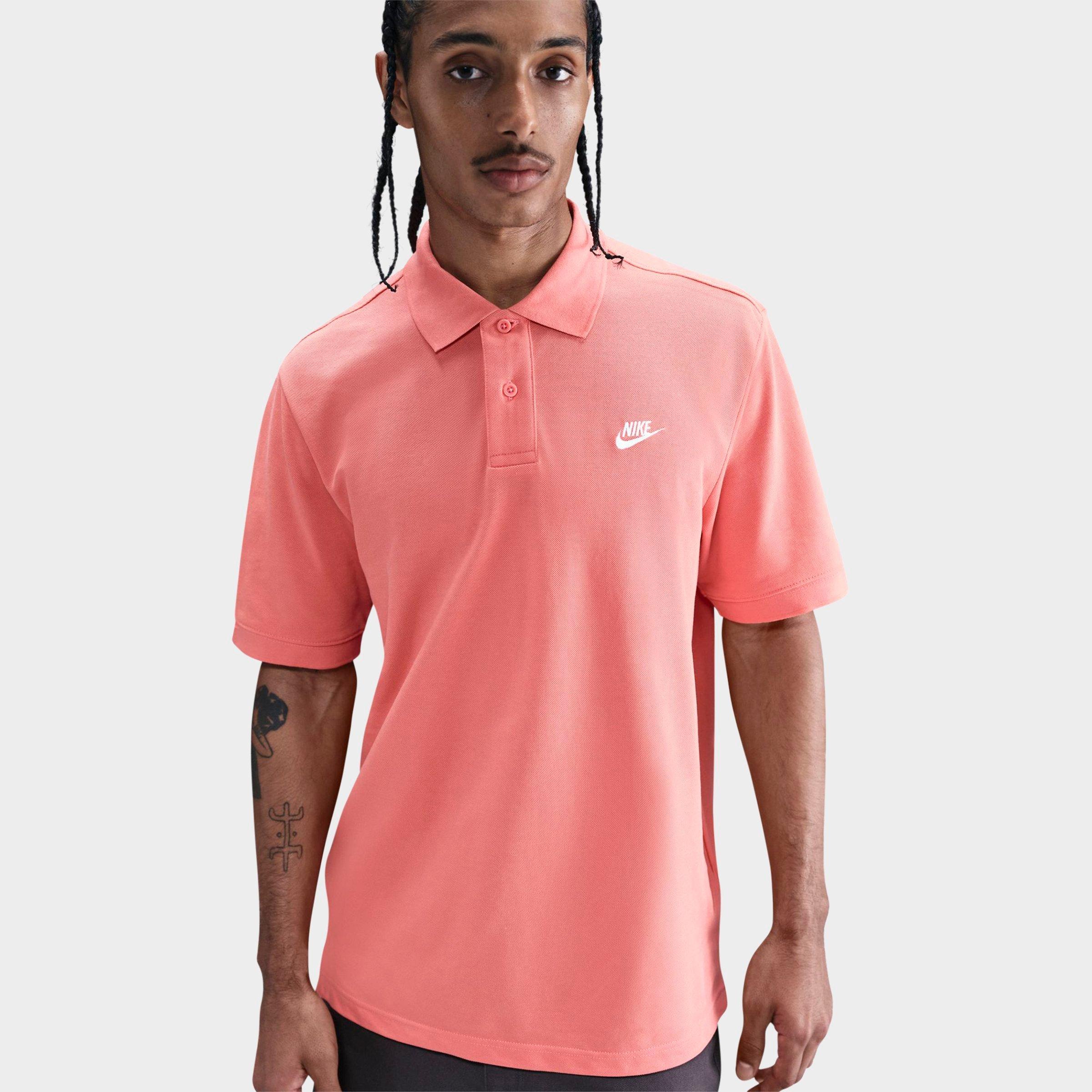 Nike Men's Club Short-Sleeve Polo Shirt in Magic Ember/White Size: Small