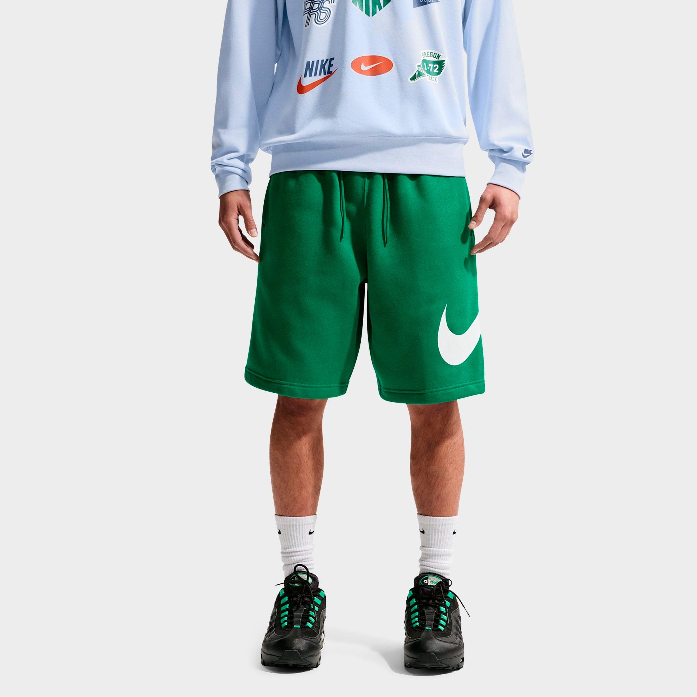 Nike Men's Club Fleece Swoosh Graphic Shorts in Malachite/Malachite/White Size: Small