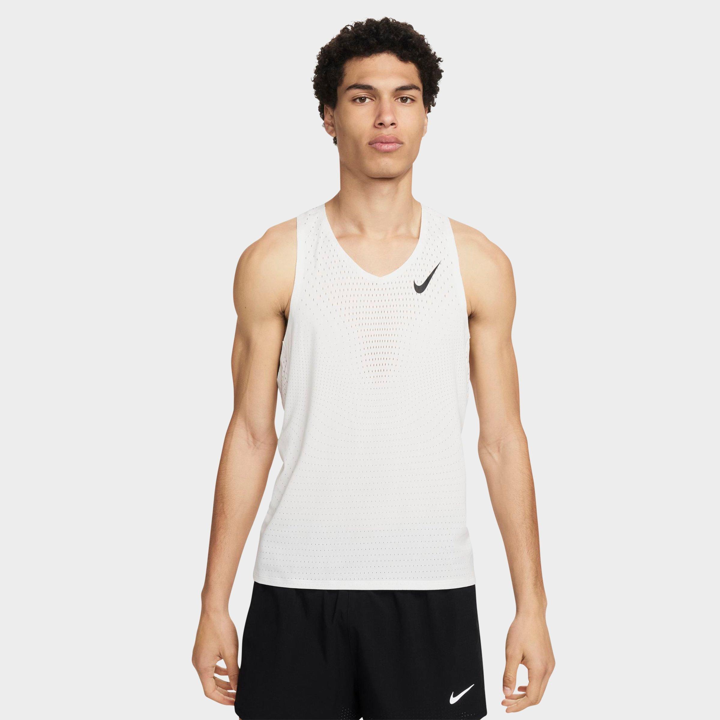 Nike Men's AeroSwift Dri-FIT ADV Running Tank Top in White/Black Size: Small