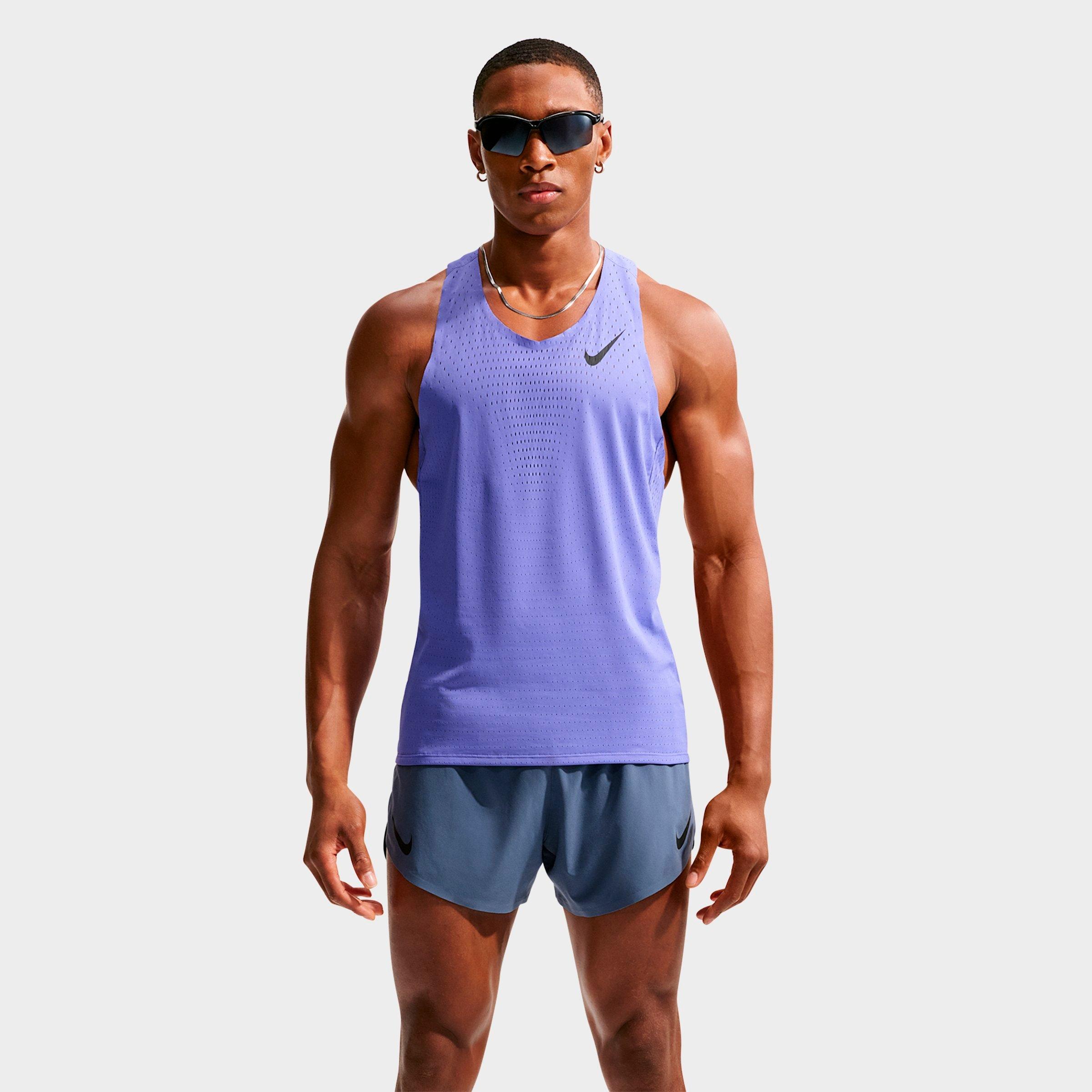 Nike Men's AeroSwift Dri-FIT ADV Running Tank Top in Sapphire/Black Size: Small