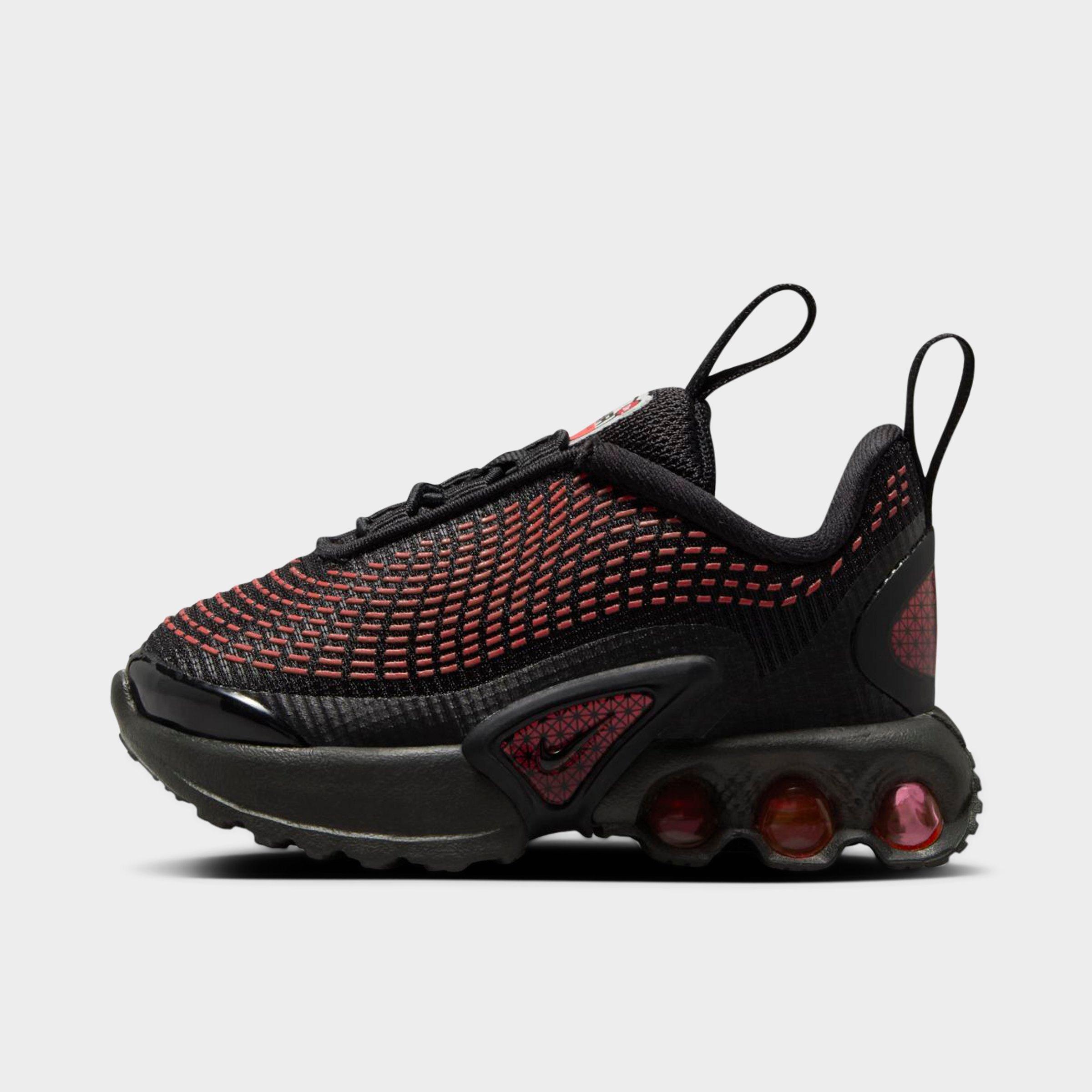 Nike Kids Toddler Air Max Dn Stretch Lace Casual Shoes in Black/Bright Crimson Size: 2