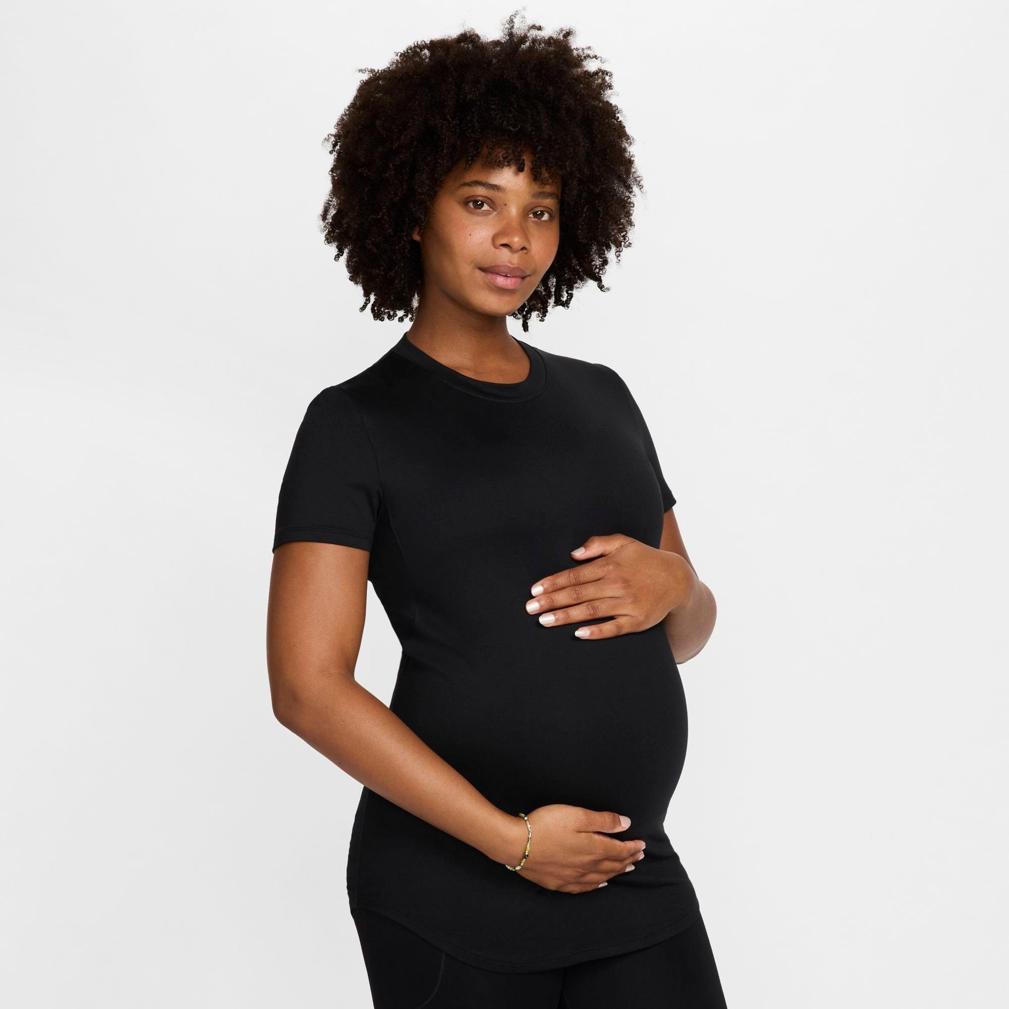 Nike Women's One Dri-FIT Slim-Fit Maternity Short-Sleeve T-Shirt in Black Size: XS
