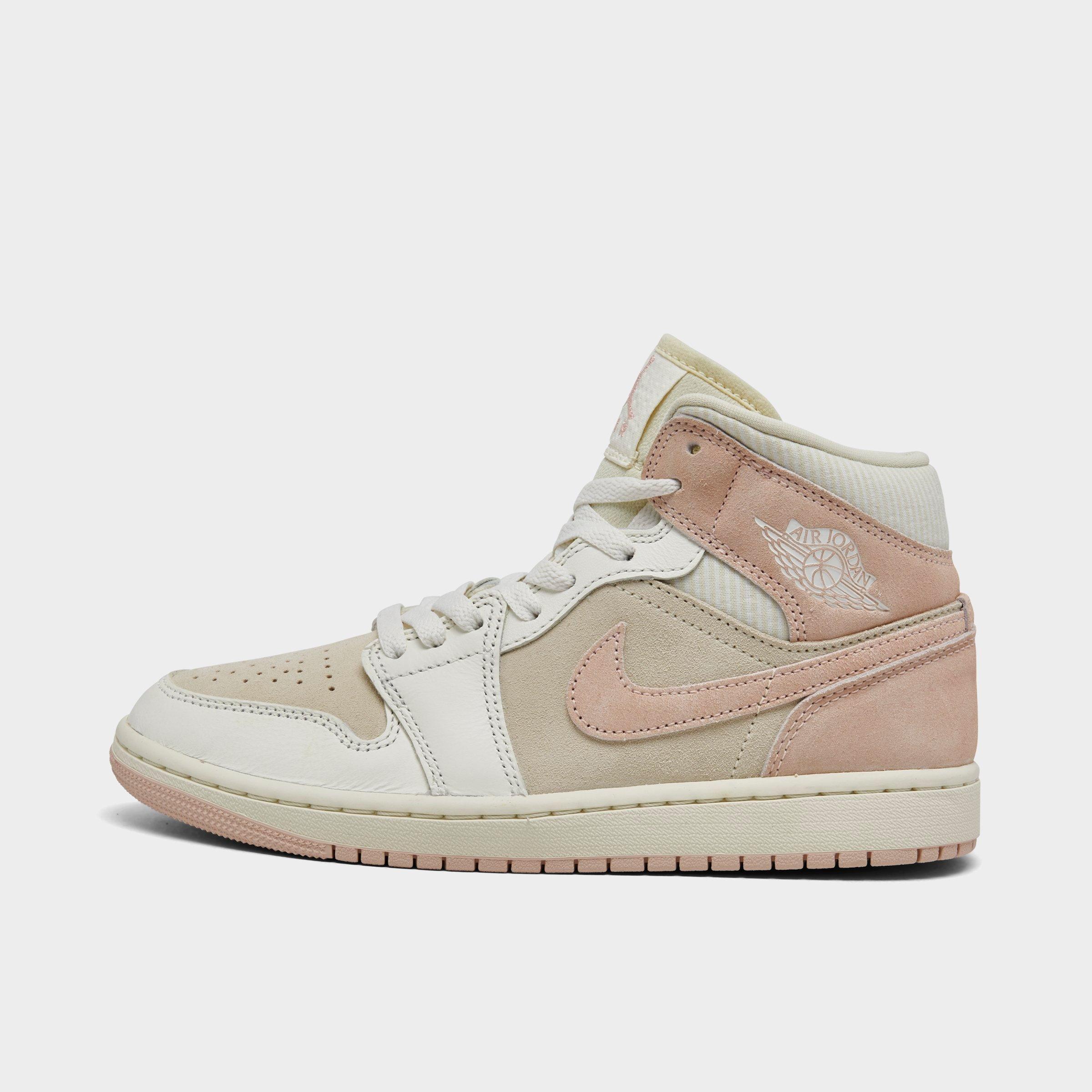 Jordan Women's Air 1 Mid SE Casual Shoes in Coconut Milk/Legend Pink/Sail Size: 10.0
