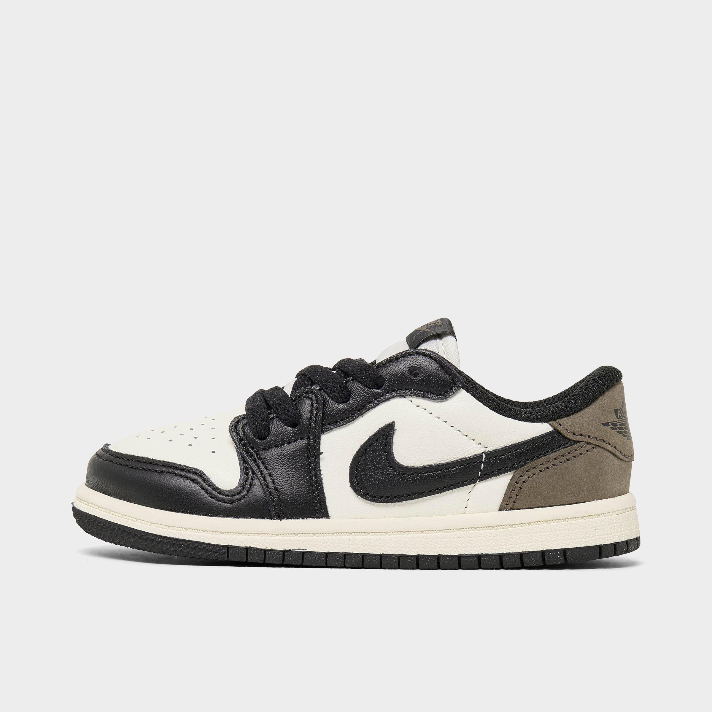 Jordan Kids Toddler Air Retro 1 Low Casual Shoes in WHITE/BLACK-PALOMINO Size: 4.0