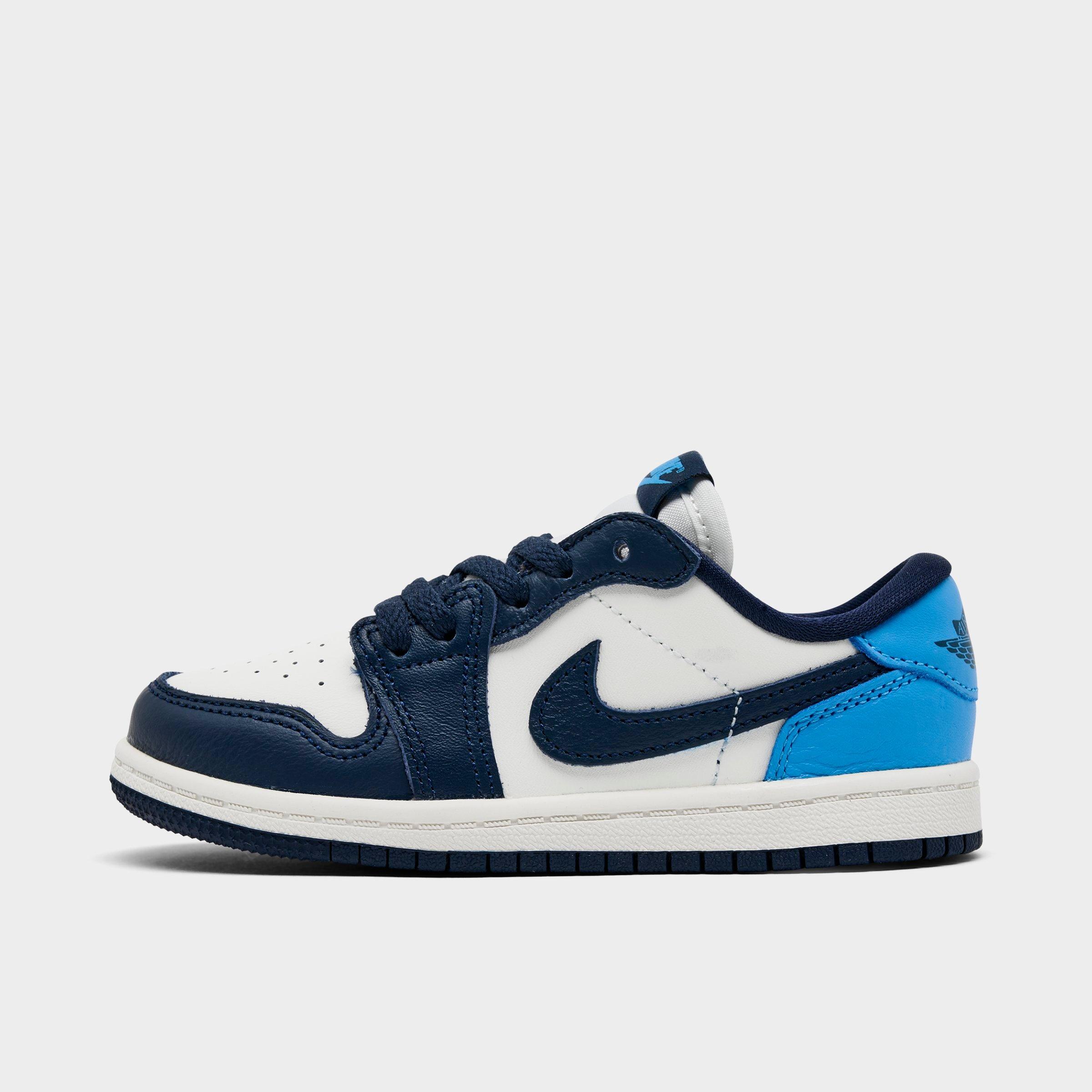 Jordan Kids Toddler Air Retro 1 Low Casual Shoes in OBSIDIAN/UNIVERSITY Size: 4.0