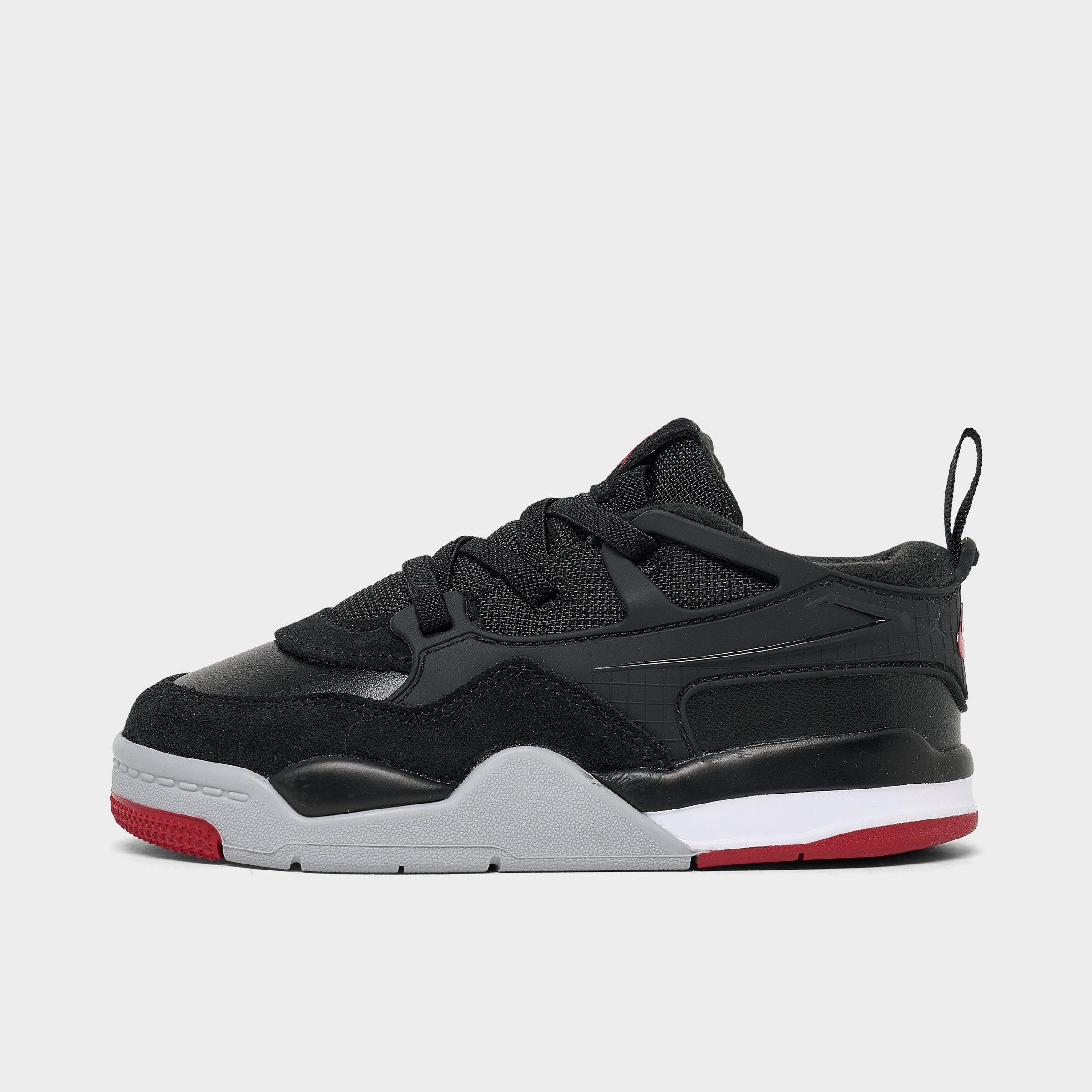 Jordan Kids Toddler Air 4RM Stretch Lace Casual Shoes in Black/Varsity Red/White