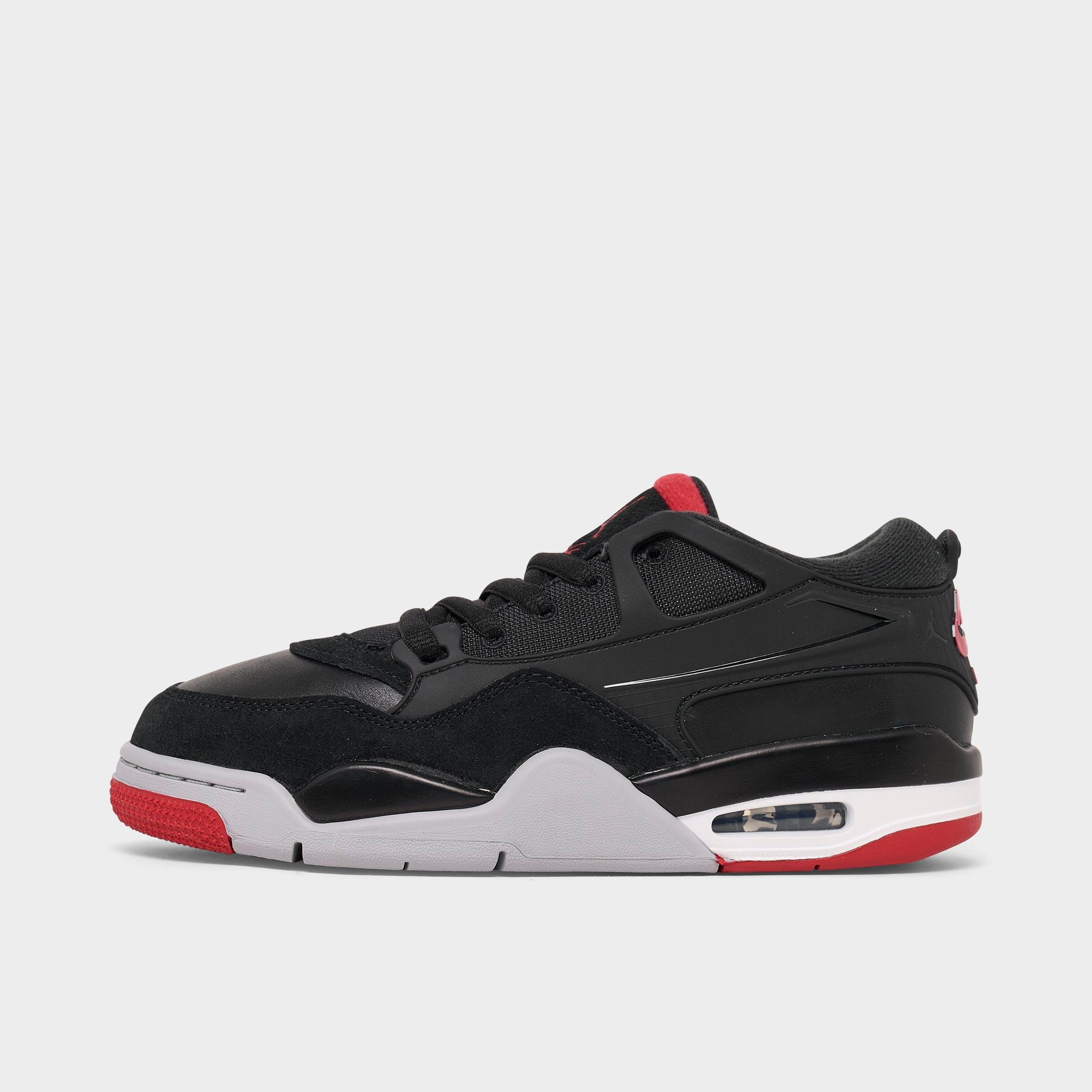 Jordan Big Kids Air 4RM Casual Shoes in BLACK/VARSITY RED W Size: 3.5