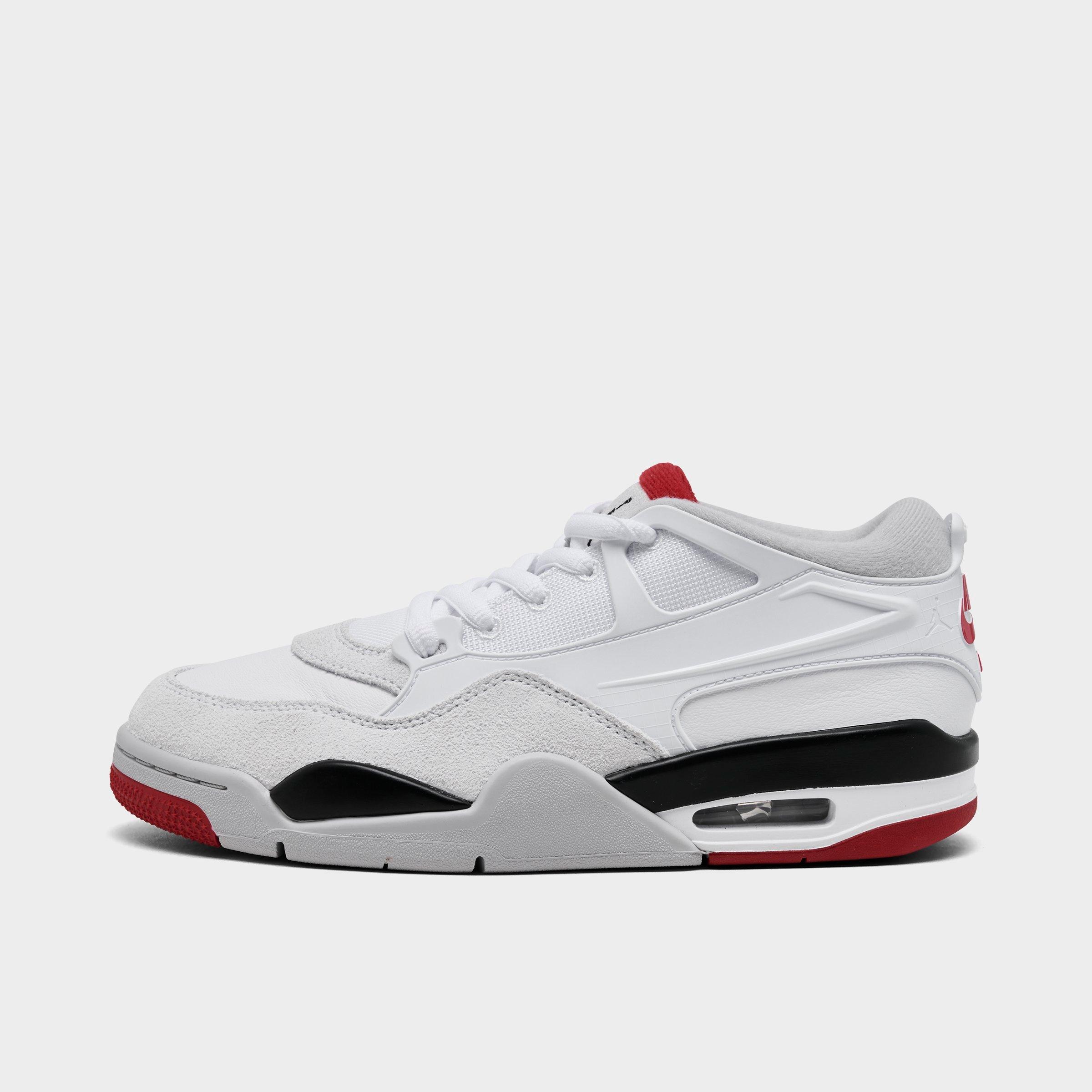 Jordan Big Kids Air 4RM Casual Shoes in WHITE/VRSTY RED-BLAC Size: 3.5