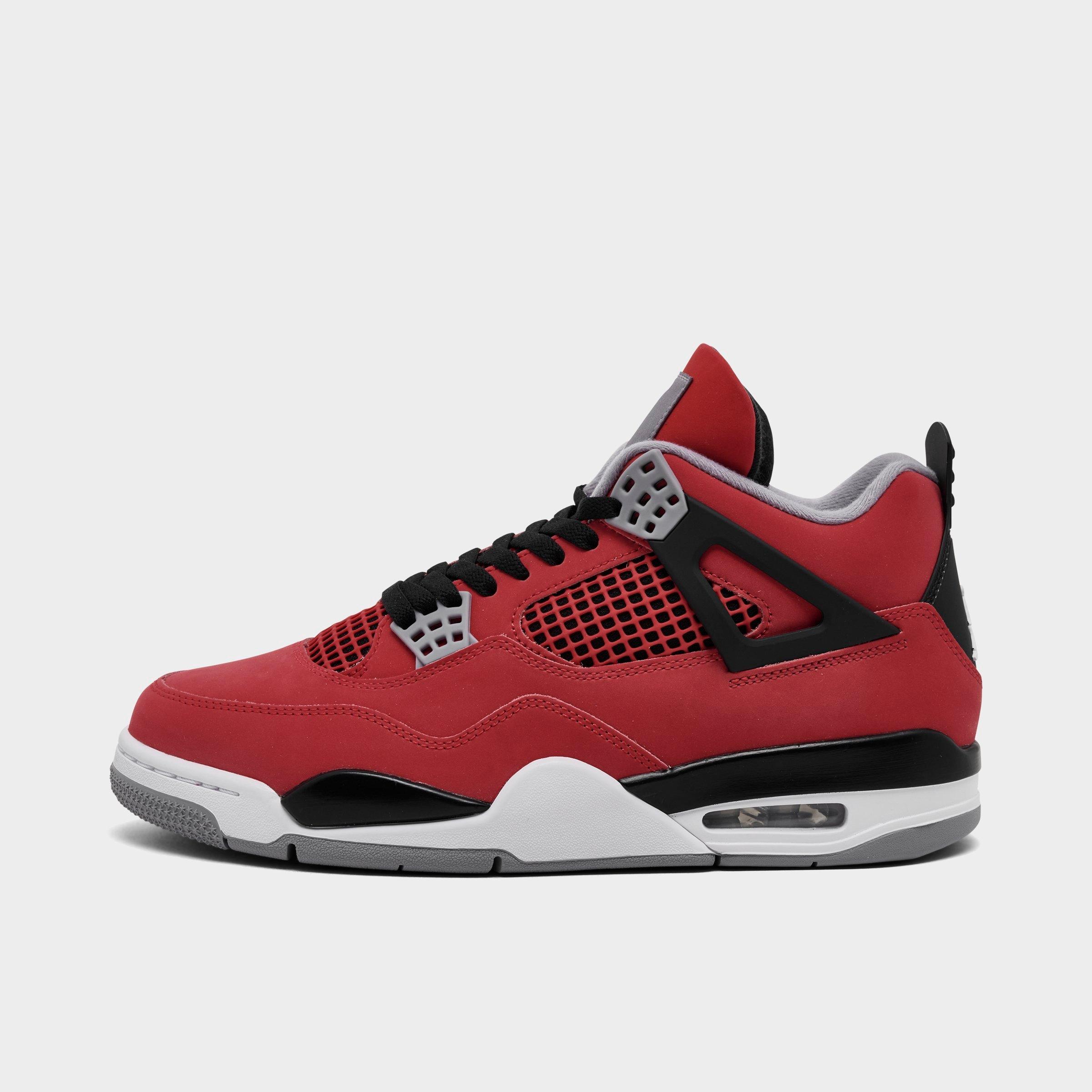 Jordan Mens Air Retro 4 Basketball Shoes in Fire Red/White/Black Size: 10.0