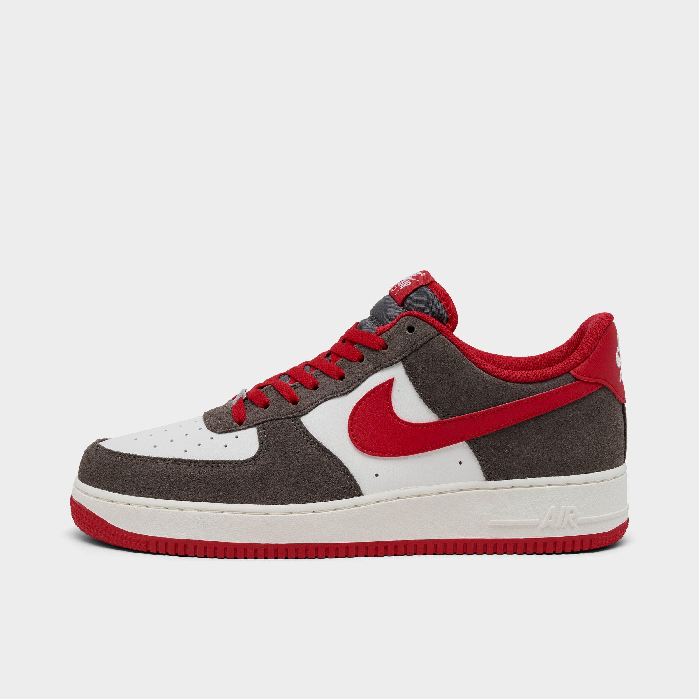 Nike Men's Air Force 1 '07 LV8 Casual Shoes in Cave Stone/Sail/University Red Size: 8.0