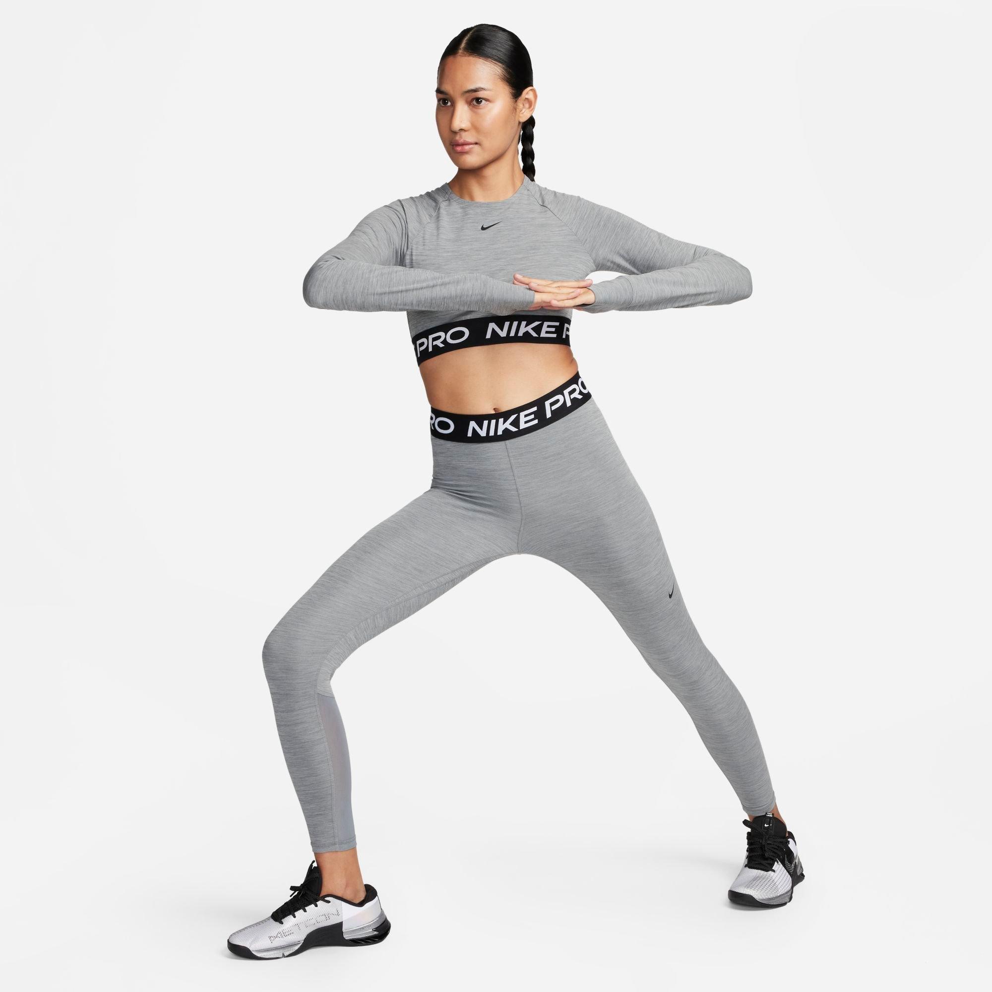 Nike Women's Pro 365 Dri-FIT Cropped Long-Sleeve T-Shirt in SMOKE GREY/HTR Size: Small