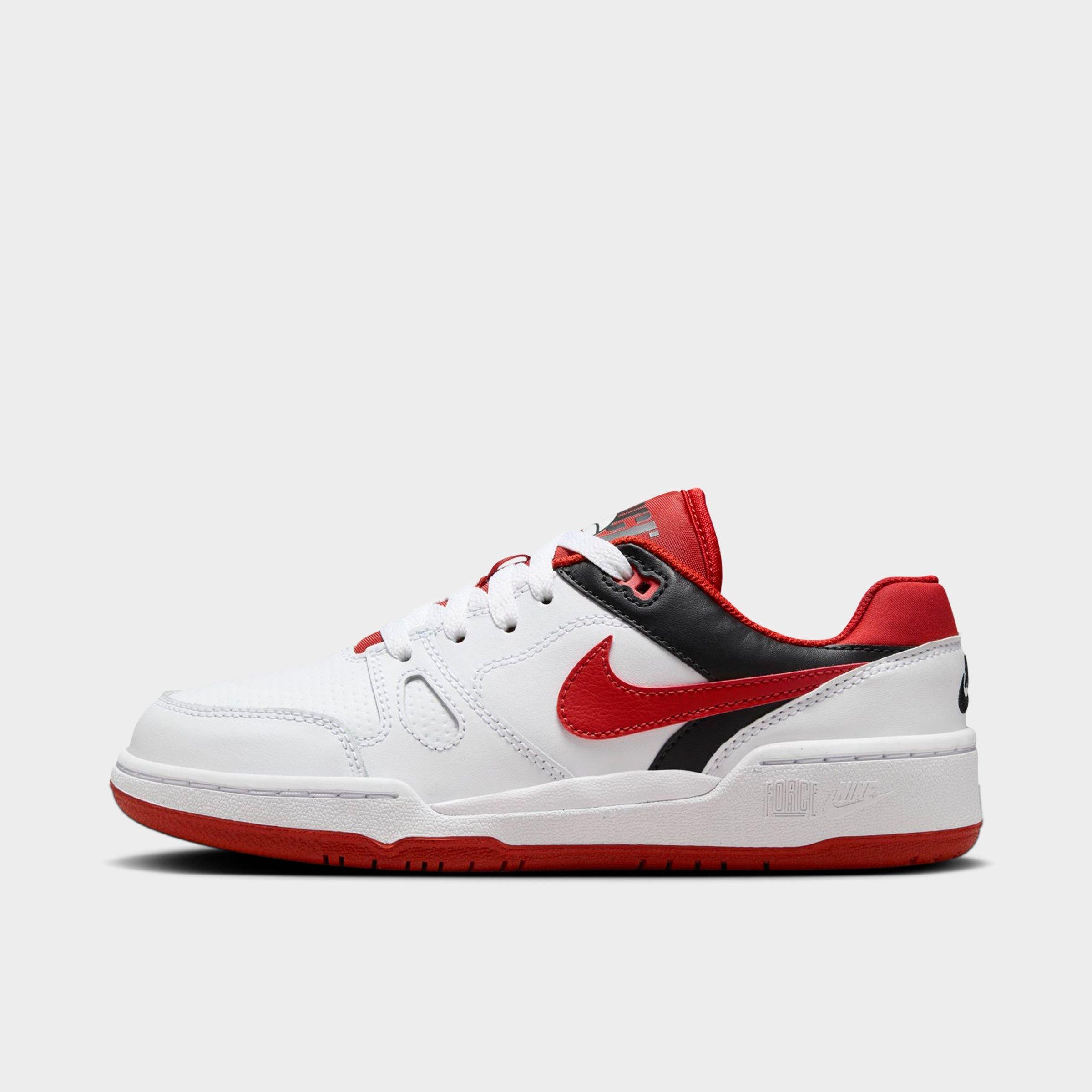 Nike Big Kids Full Force Low Casual Shoes in White/Black/Team Orange Size: 4.5