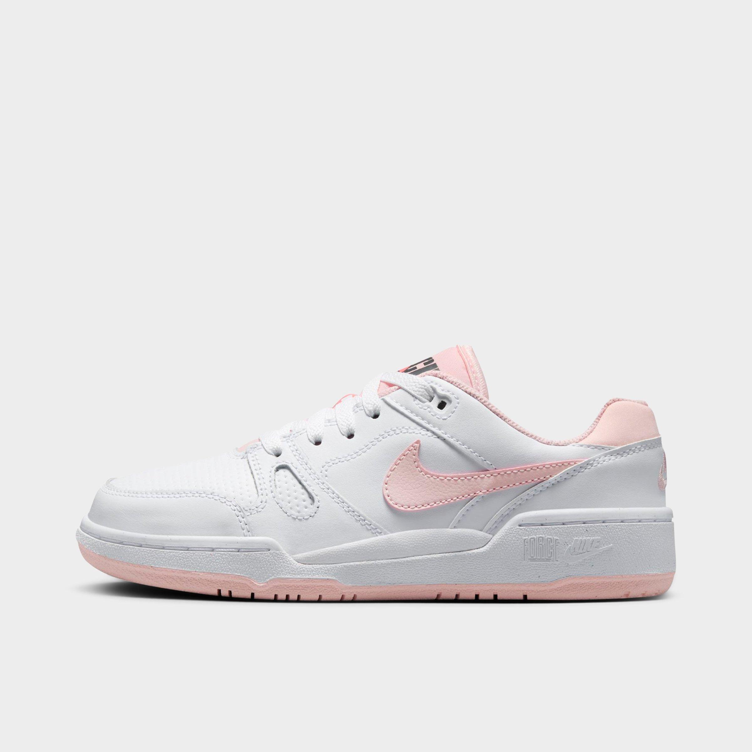 Nike Big Kids Full Force Low Casual Shoes in White/Bright Mango/Black Size: 4