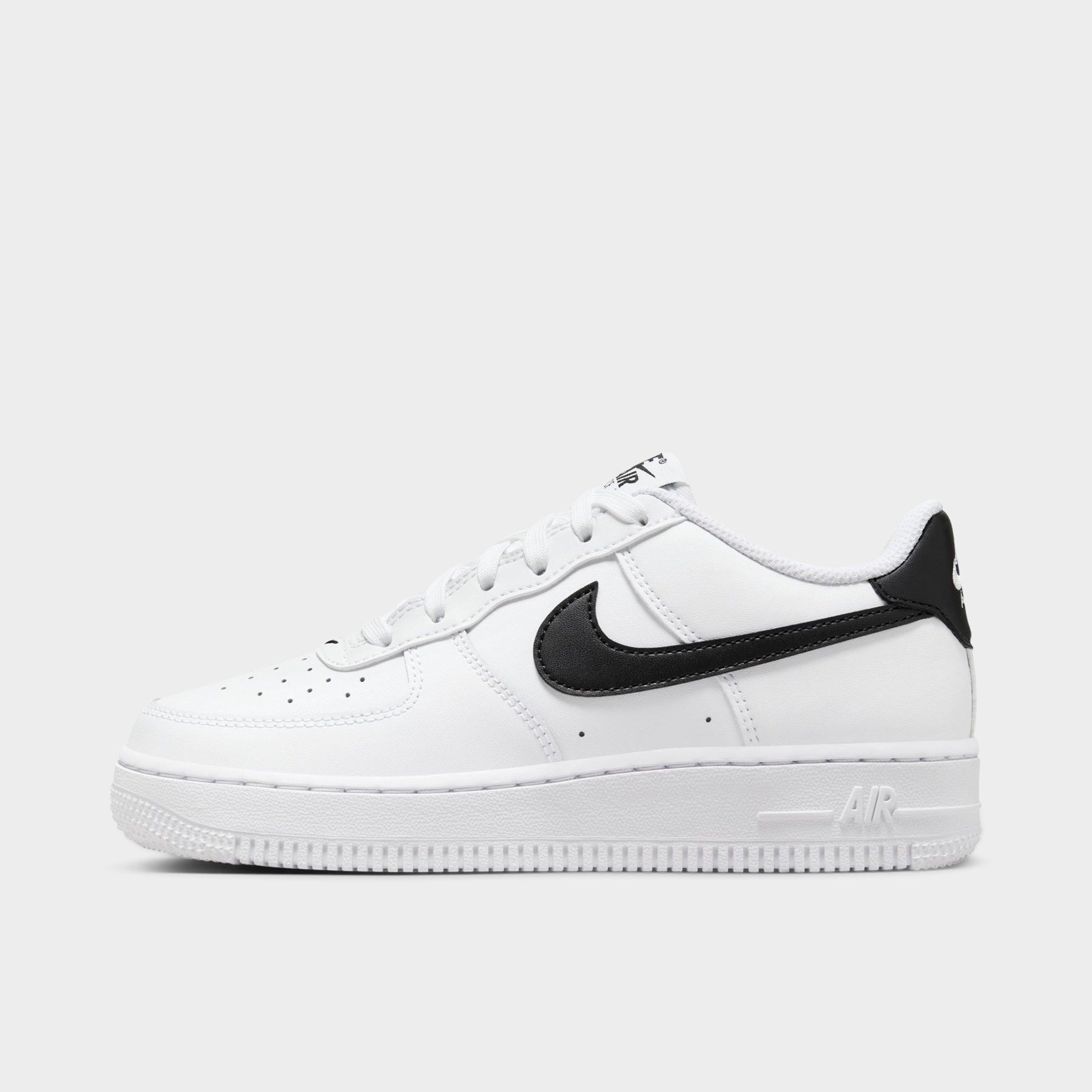 Nike Big Kids Air Force 1 Low Casual Shoes in White/Black Size: 1.0