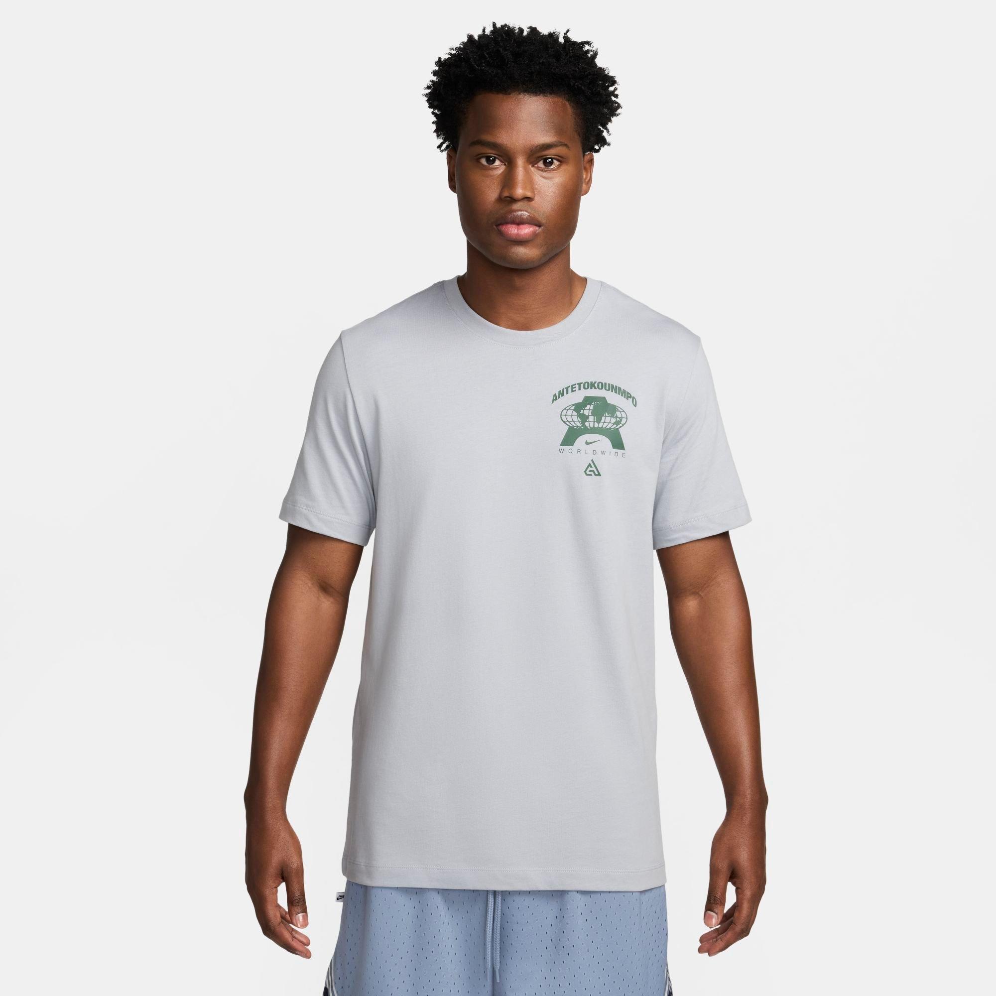 Nike Men's Giannis Max90 T-Shirt in Wolf Grey Size: Small