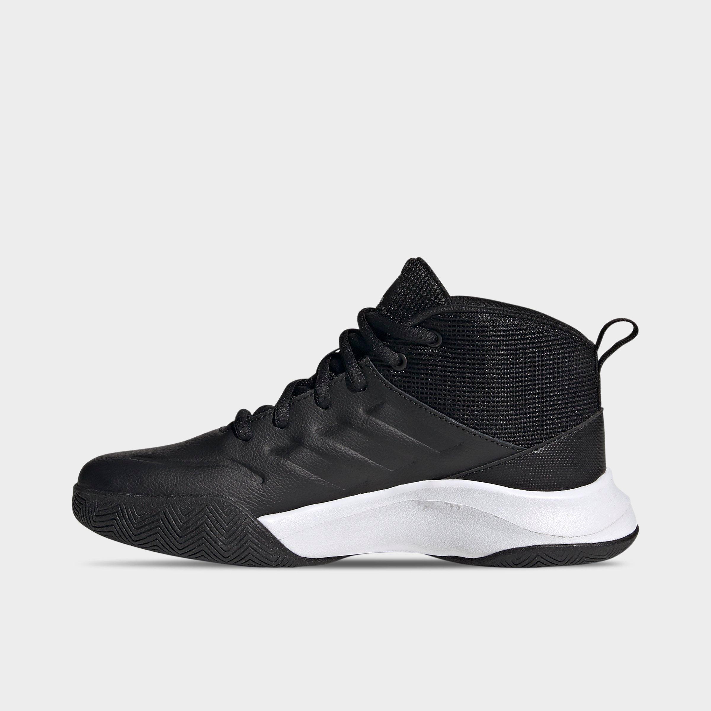 adidas Big Kids OwnTheGame Basketball Shoes (Wide Width) in Black/White Size: 4.5
