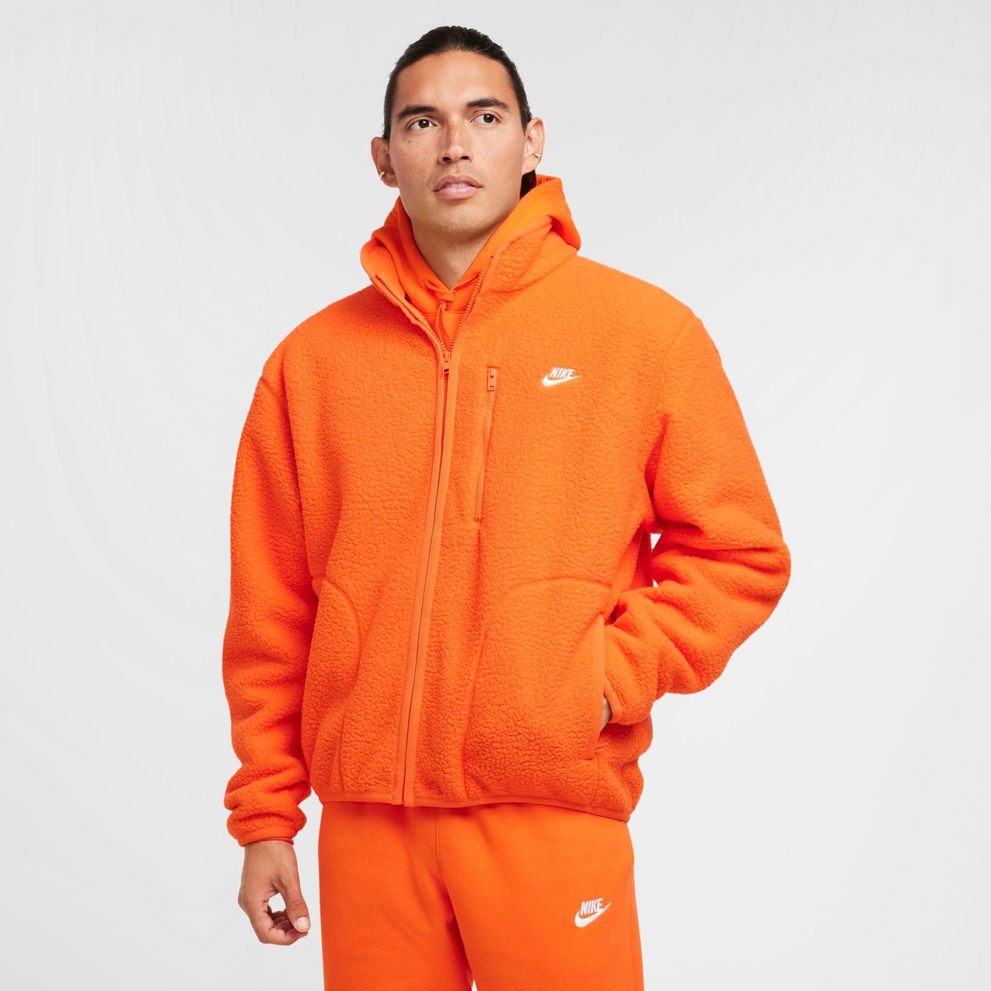 Nike Men's Sportswear Club Fleece Jacket in SAFETY ORANGE/(WHITE Size: Small