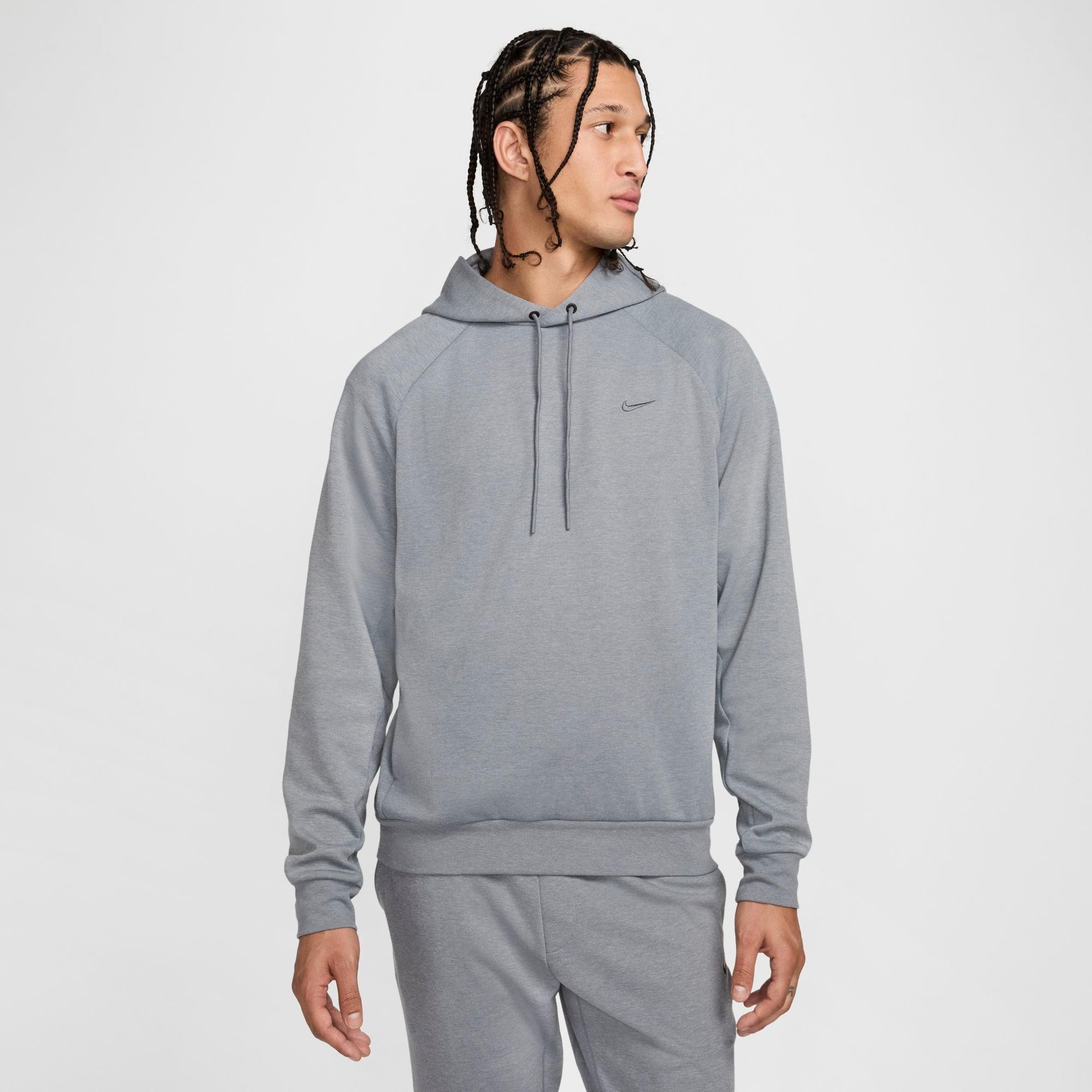 Nike Men's Primary Dri-FIT UV Pullover Versatile Hoodie in Cool Grey/Heather/Cool Grey Size: Small