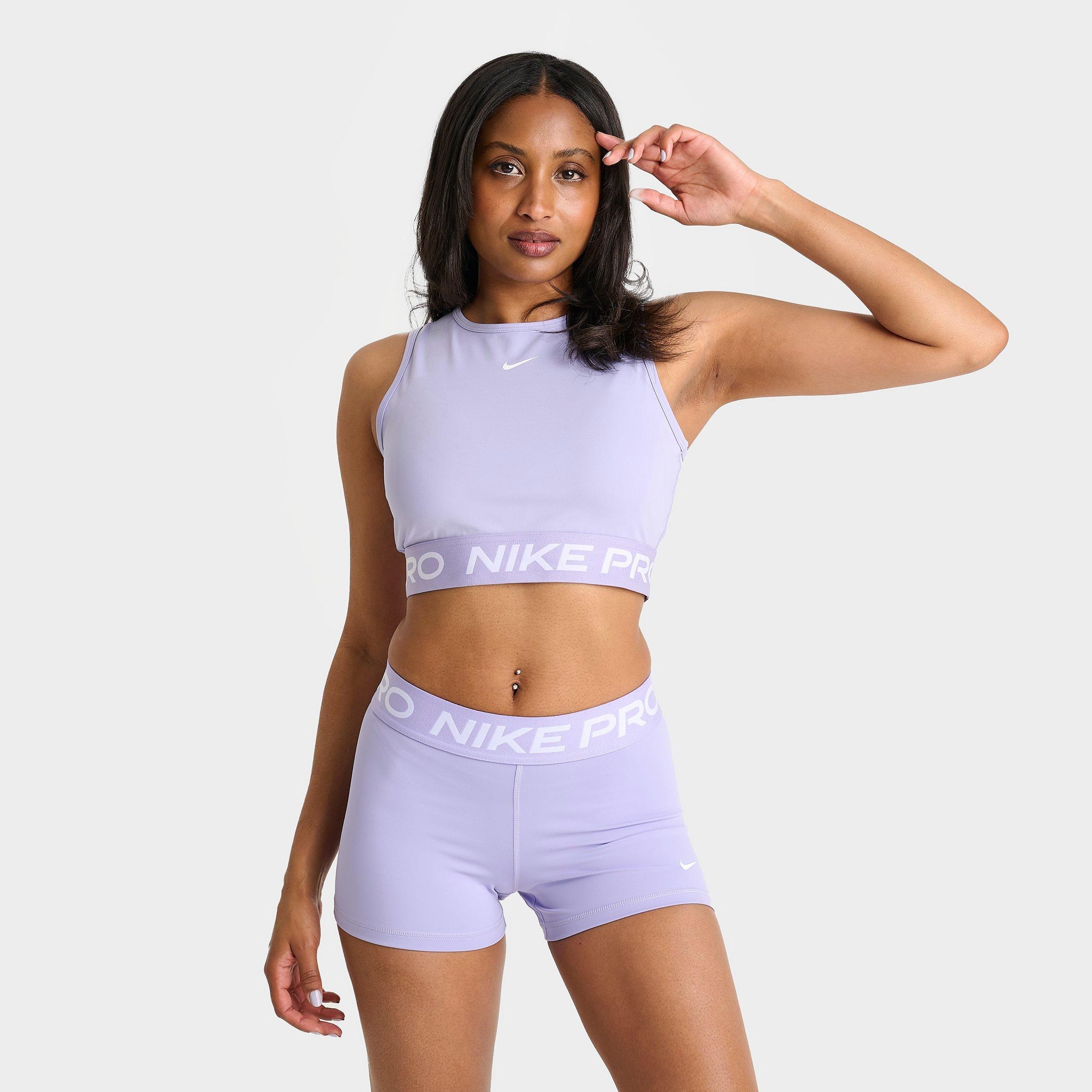 Nike Women's Pro Dri-FIT Crop Tank Top in Lilac Ice/White Size: XS