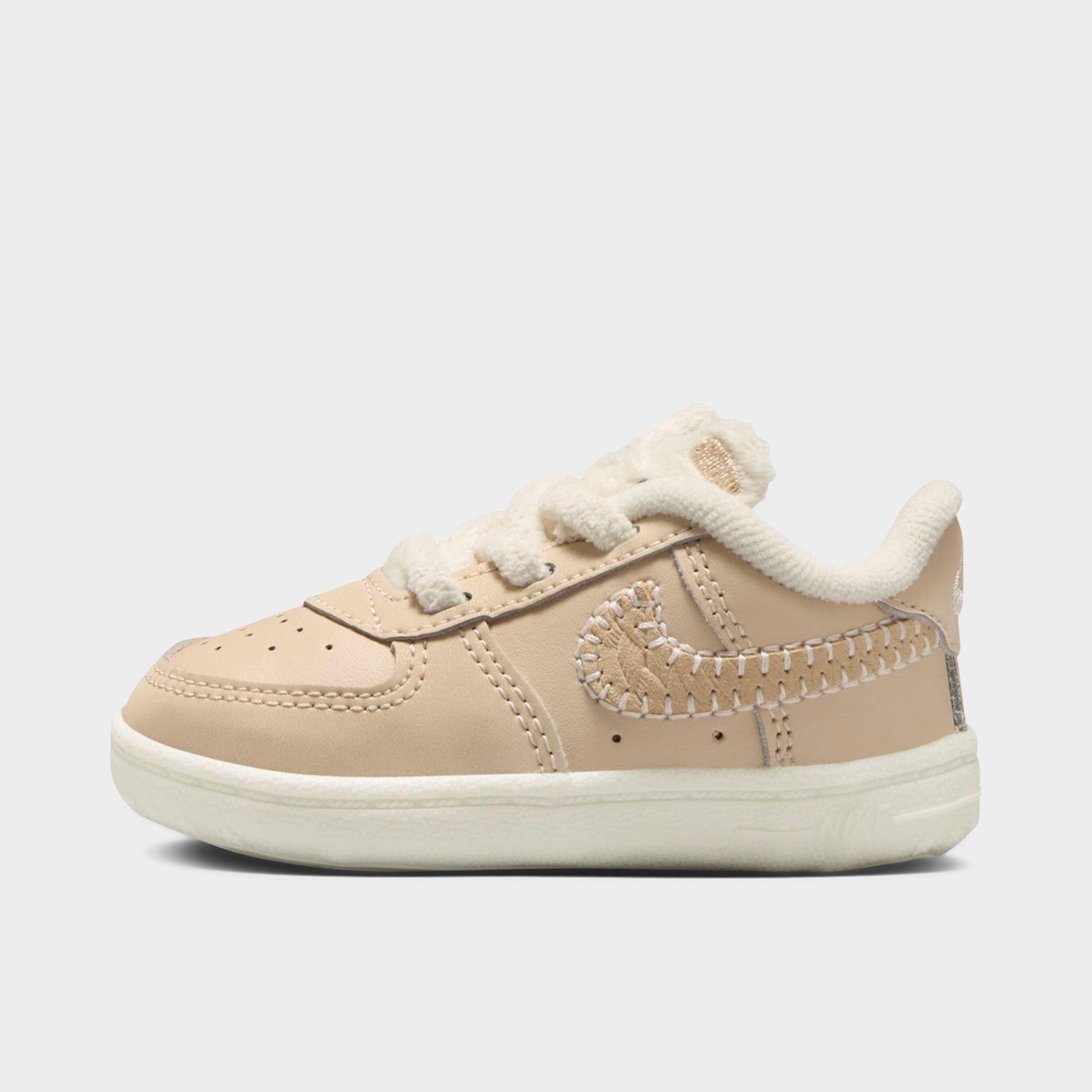 Nike Infant Force 1 Low EasyOn SE Crib Booties in Sanddrift/Sail/Dark Raisin Size: 4