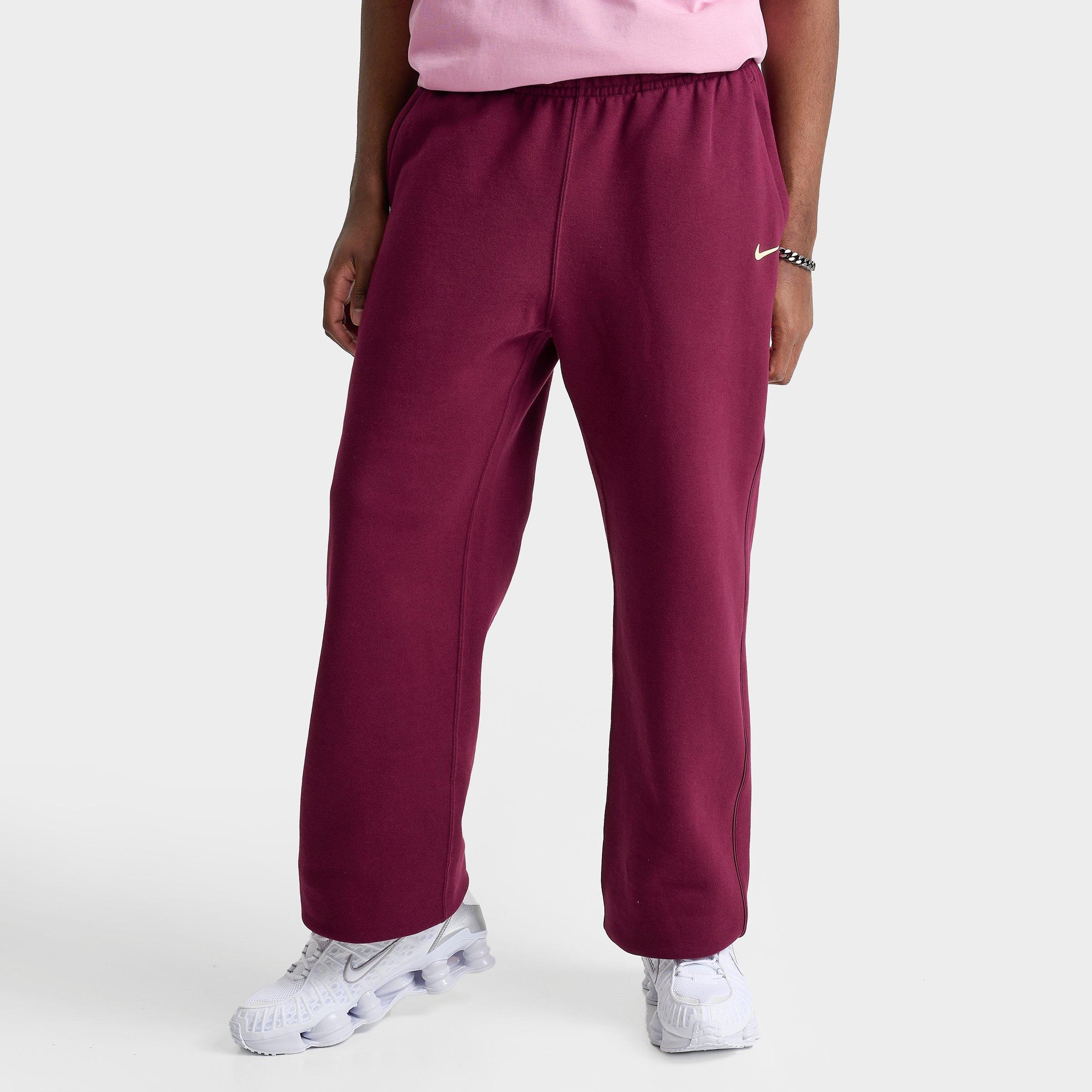 Nike Men's NOCTA Fleece CS Open-Hem Sweatpants in Dark Beetroot/Adobe/Citron Tint Size: Large