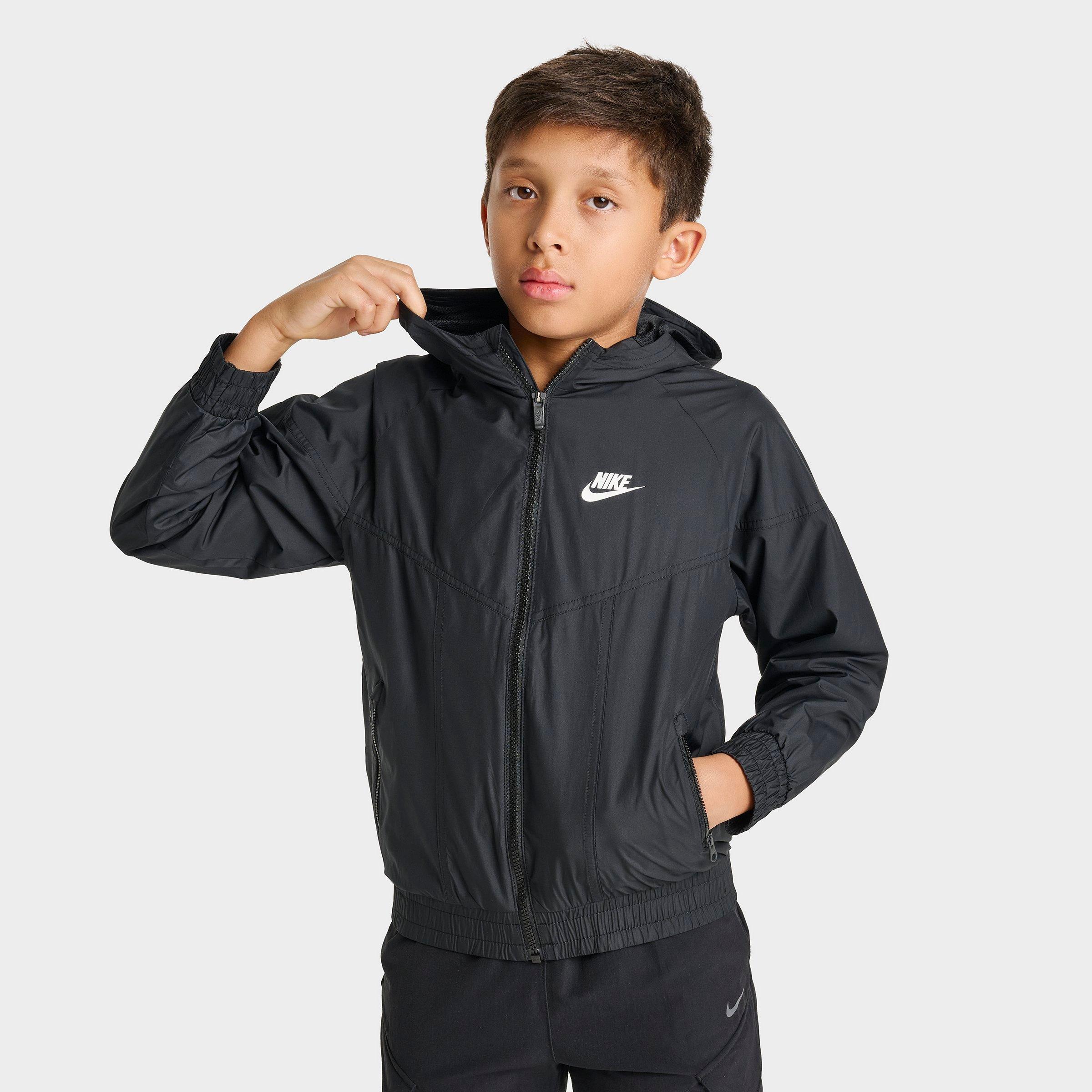 Nike Kids Sportswear Windrunner Hooded Jacket in Black Size: Small