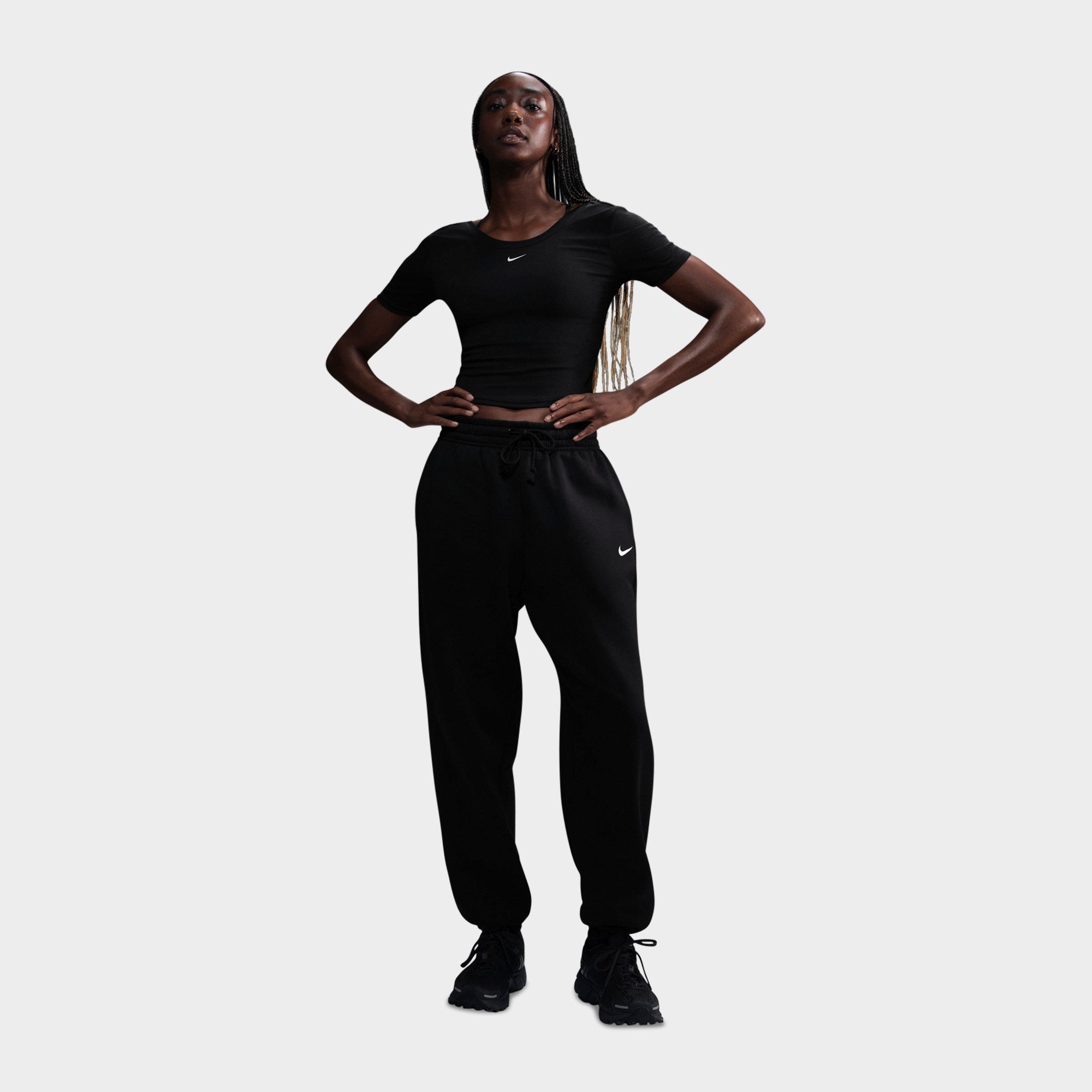 Nike Women's Sportswear Phoenix Fleece Oversized High-Waisted Jogger Pants in Black/Sail Size: XS