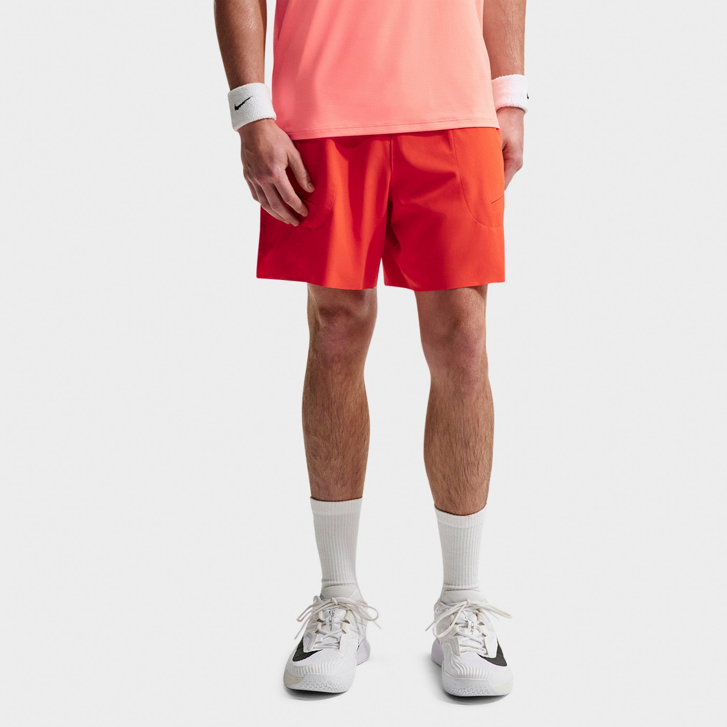 Nike Men's Court Advantage Dri-FIT 6" Tennis Shorts in Picante Red/Atomic Pink/Atomic Pink Size: XS