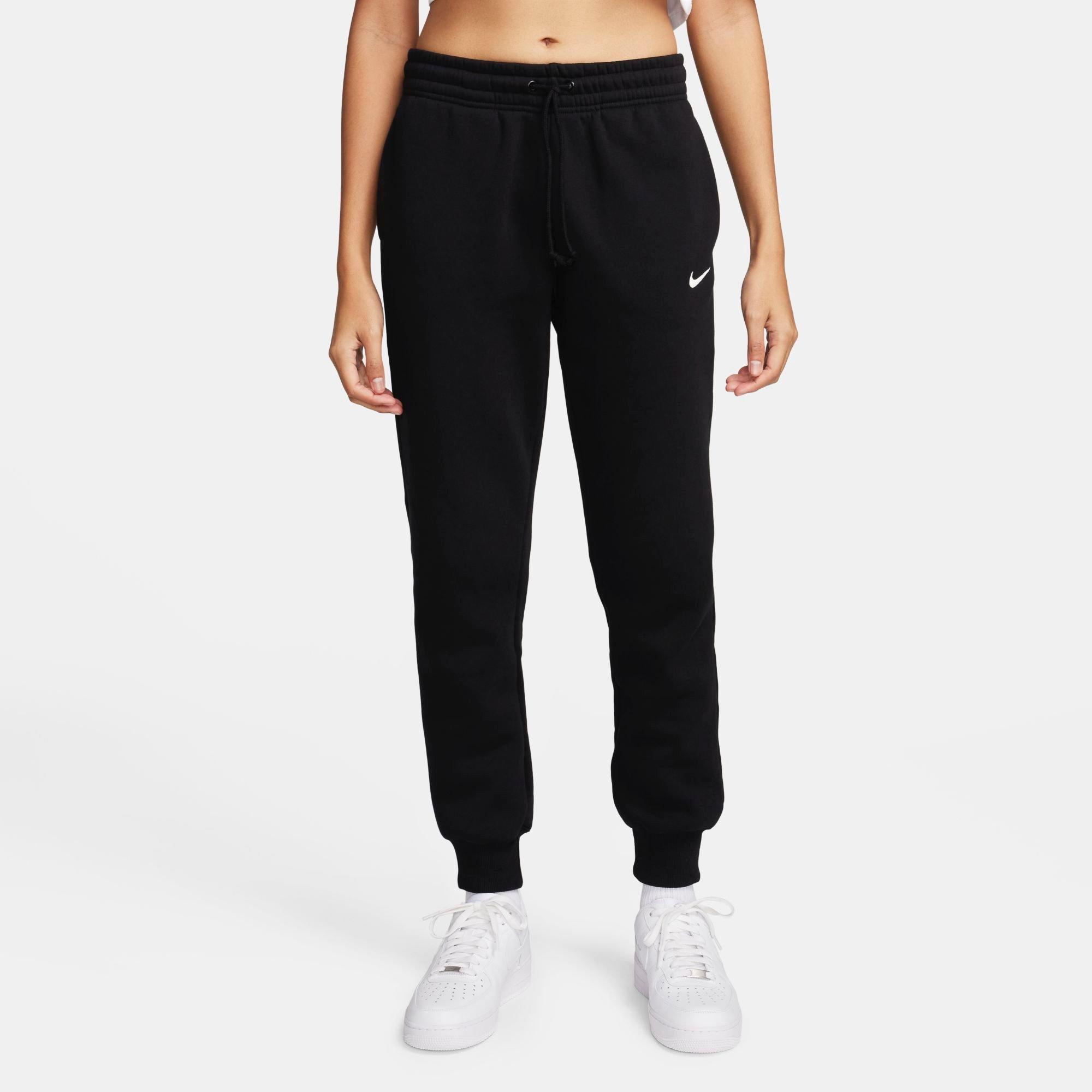 Nike Women's Sportswear Phoenix Fleece Mid-Rise Jogger Sweatpants in Black/Sail Size: 2XL