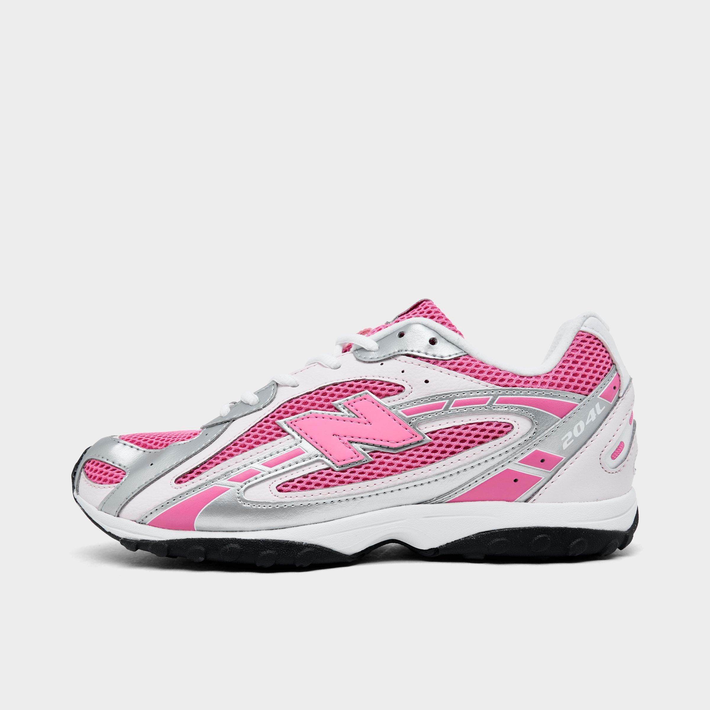 New Balance Girls Big Kids 204L Casual Shoes in White/Pink/Silver Size: 4.0