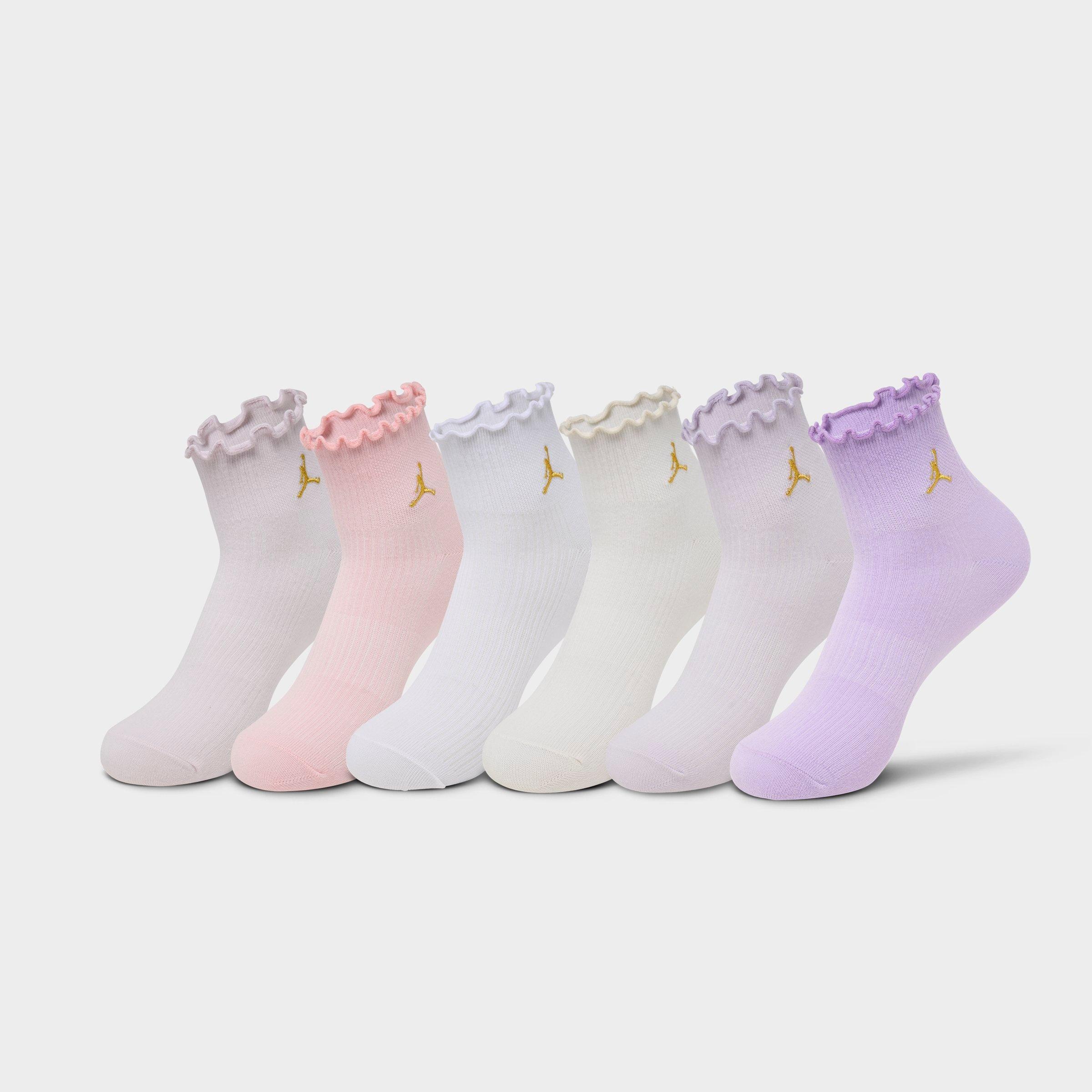Jordan Girls Big Kids Lettuce Edge Ankle Socks (6-Pack) Size: 9-11