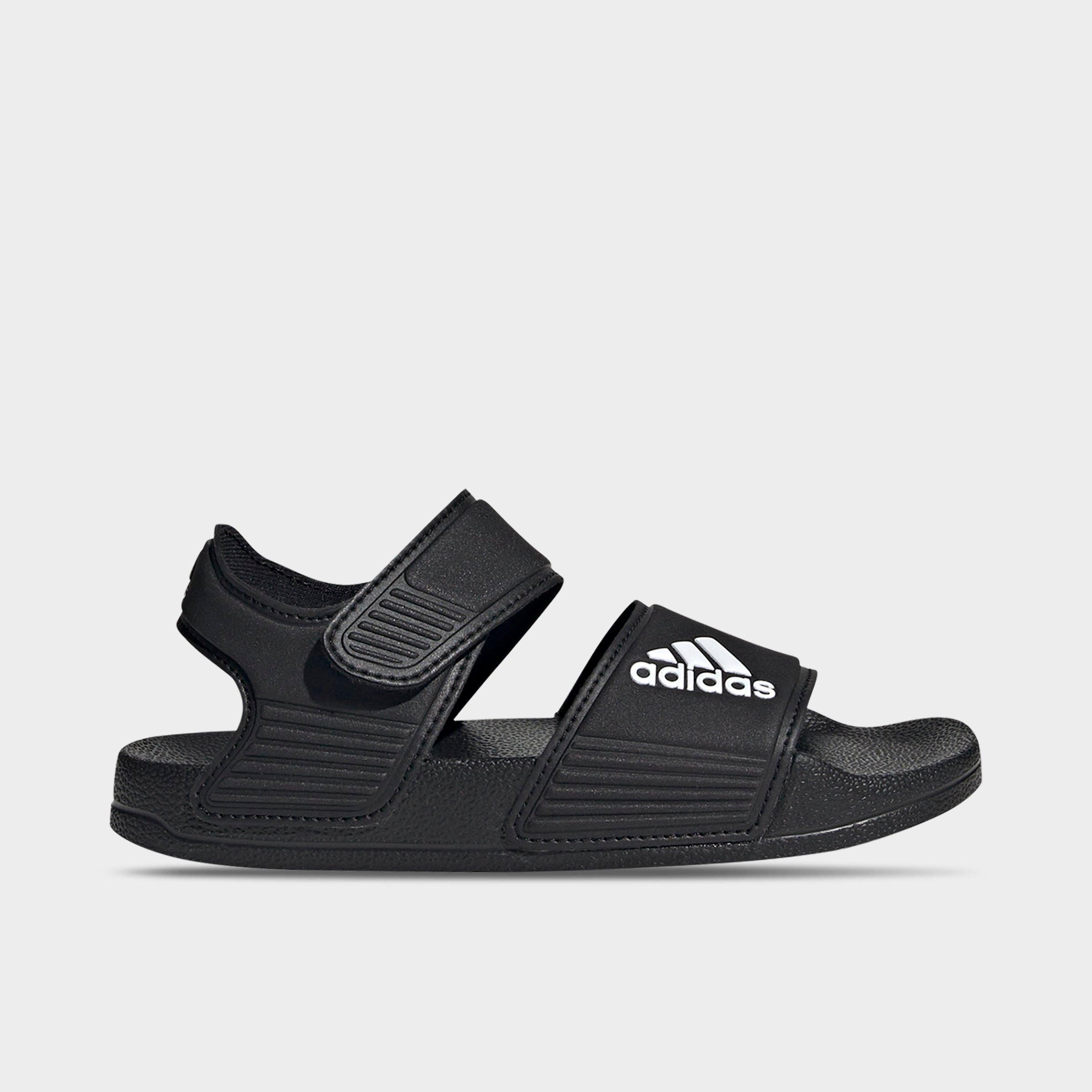 adidas Big Kids adilette Sandals in Black/White/Black Size: 4.0