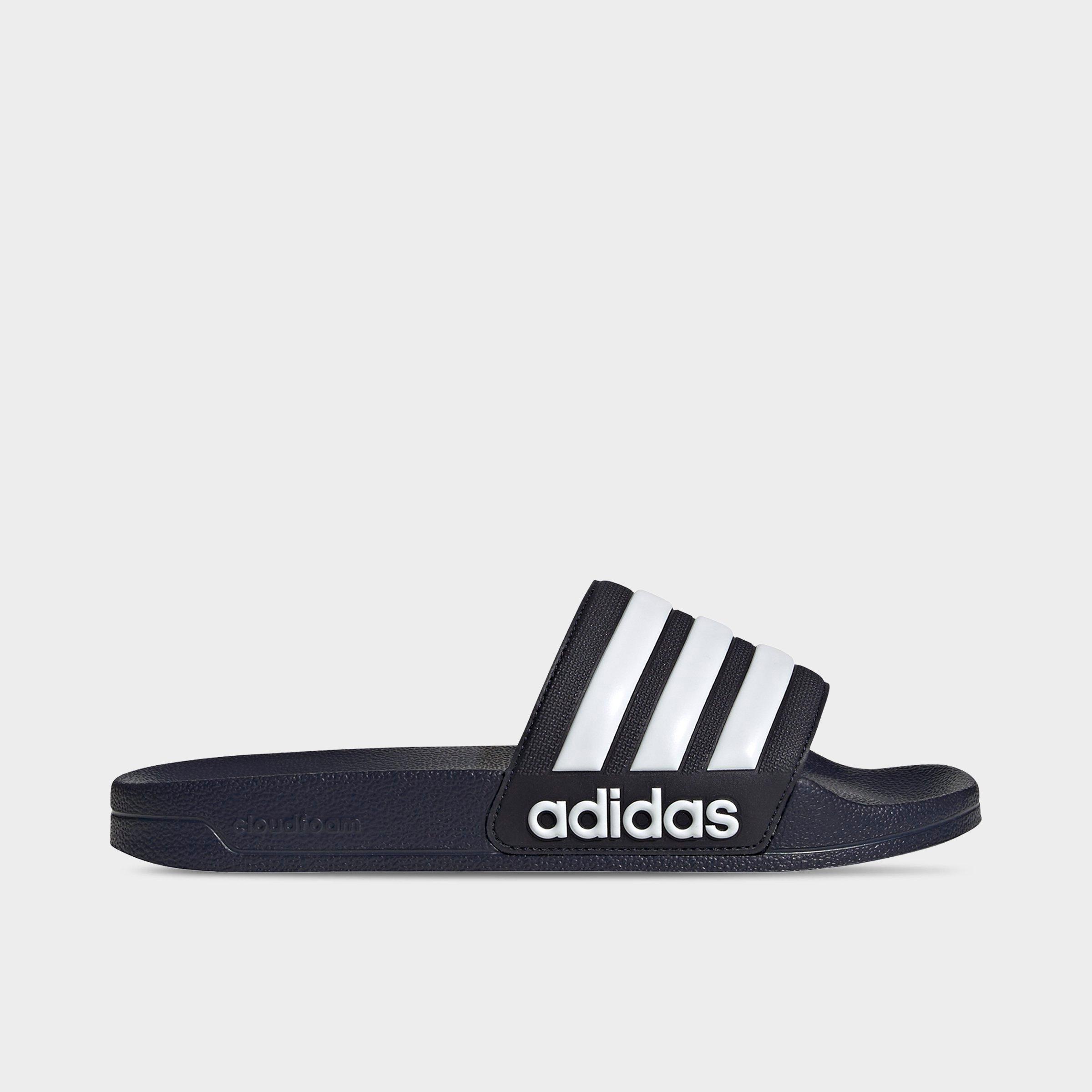 adidas Men's adilette Shower Slide Sandals in Ink/White/Ink Size: 7.0