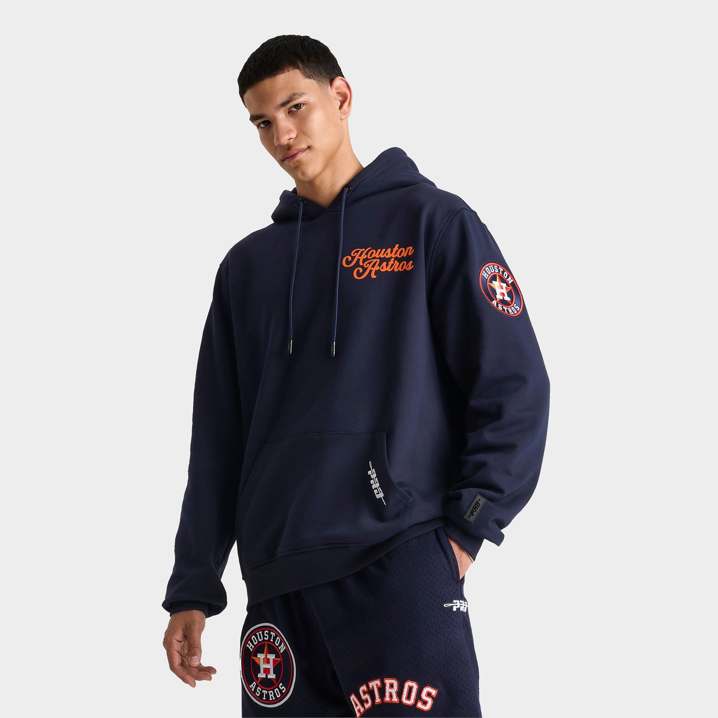 Pro Standard Men's Houston Astros MLB Souvenir Fleece Pullover Hoodie in Navy/Orange Size: 2XL