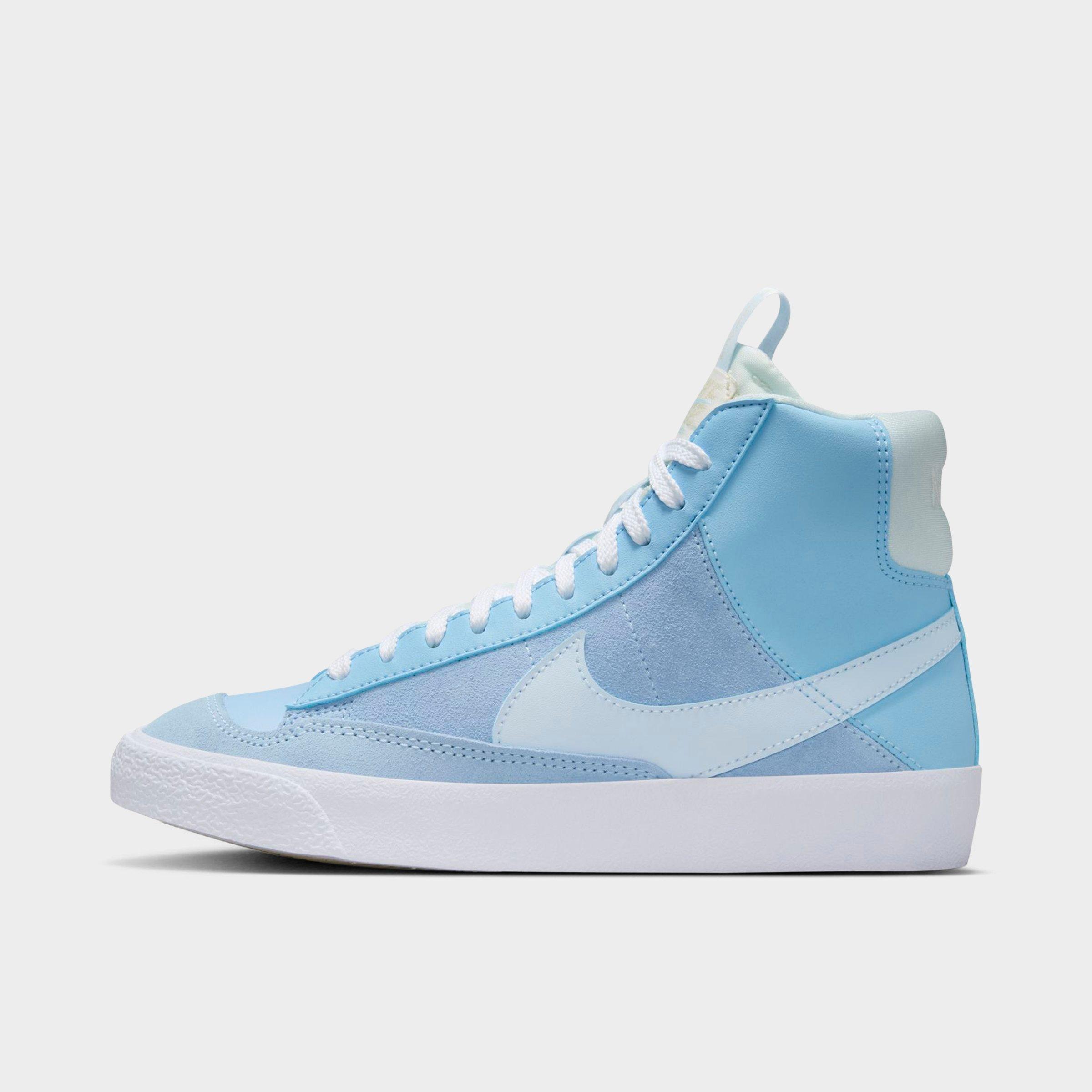 Nike Big Kids Blazer Mid '77 SE D Casual Shoes in Psychic Blue/Sail/Beach Size: 6